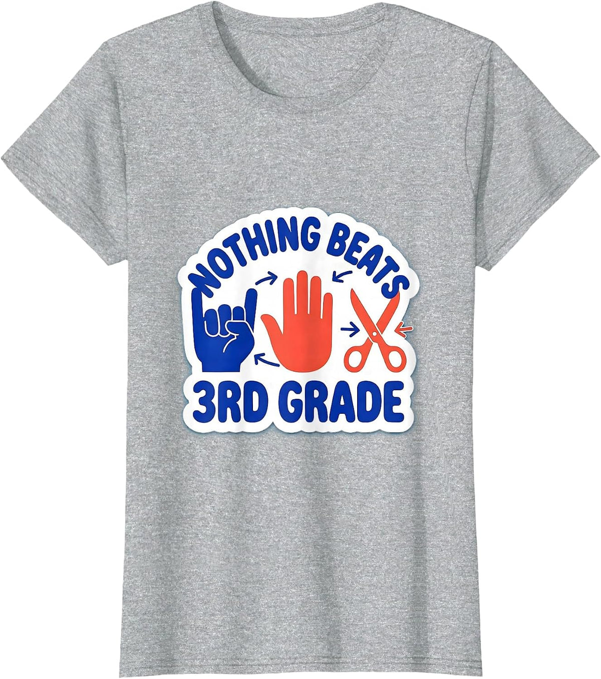 Women's Nothing Beats 3rd Grade Back to School Rock Paper Scissors T-Shirt - Heather Grey