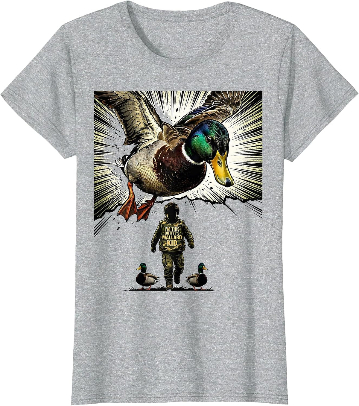 I'm This Outfit's Mallard Kid Comic Book Duck Hunting Dad T-Shirt - Heather Grey