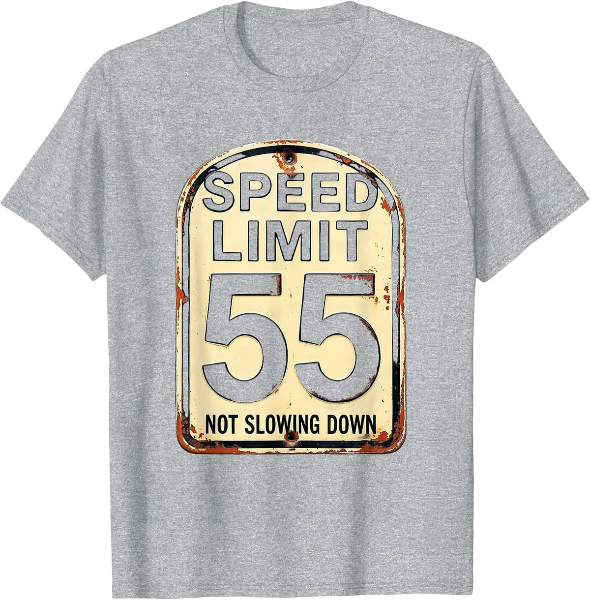 Men's Speed Limit 55 Not Slowing Down Funny 55th Birthday Car Guy T-Shirt - Heather Grey