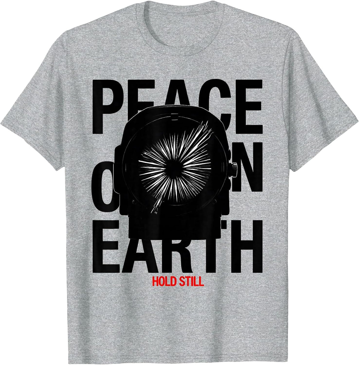 Men's Peace On Earth Hold Still New Wave Medical Tech Christmas T-Shirt - Heather Grey