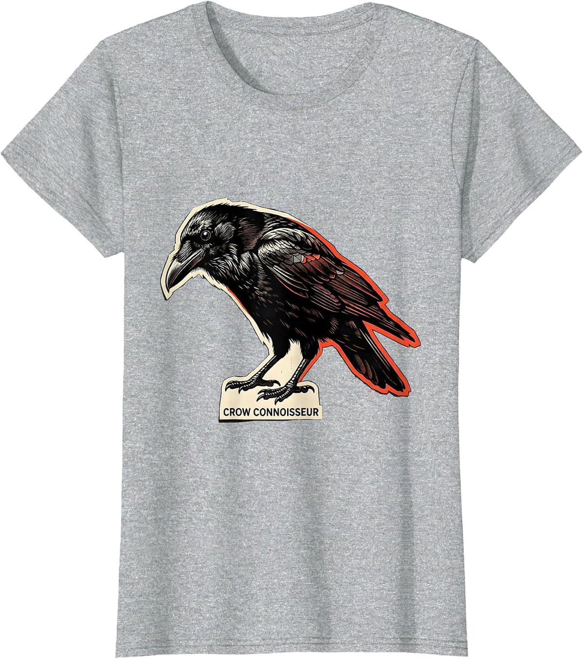 Crow Connoisseur Gothic Nature Bird Silhouette Art T-Shirt - Heather Grey