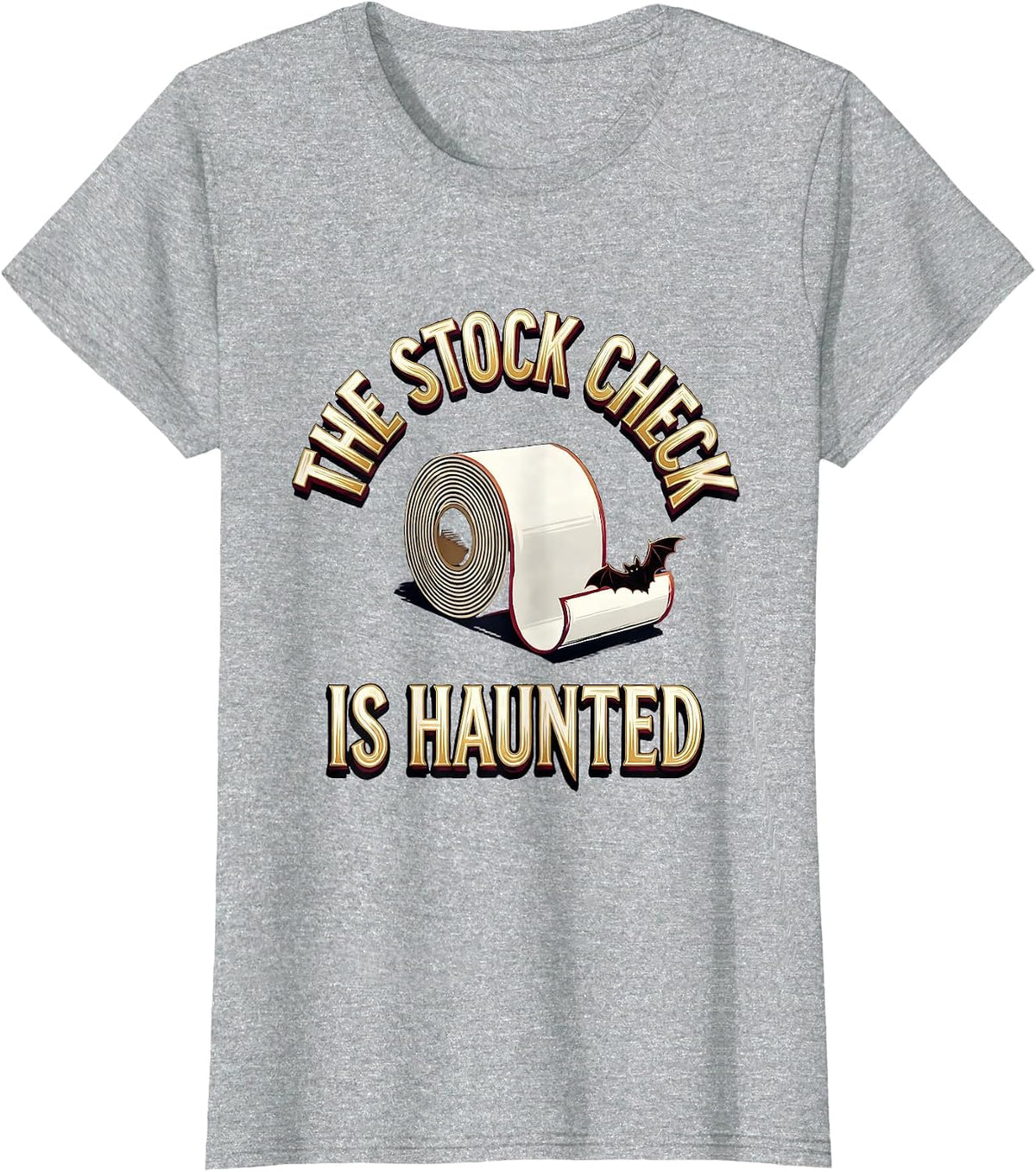 Women's The Stock Check Is Haunted Funny Pharmacy Tech Halloween T-Shirt - Heather Grey