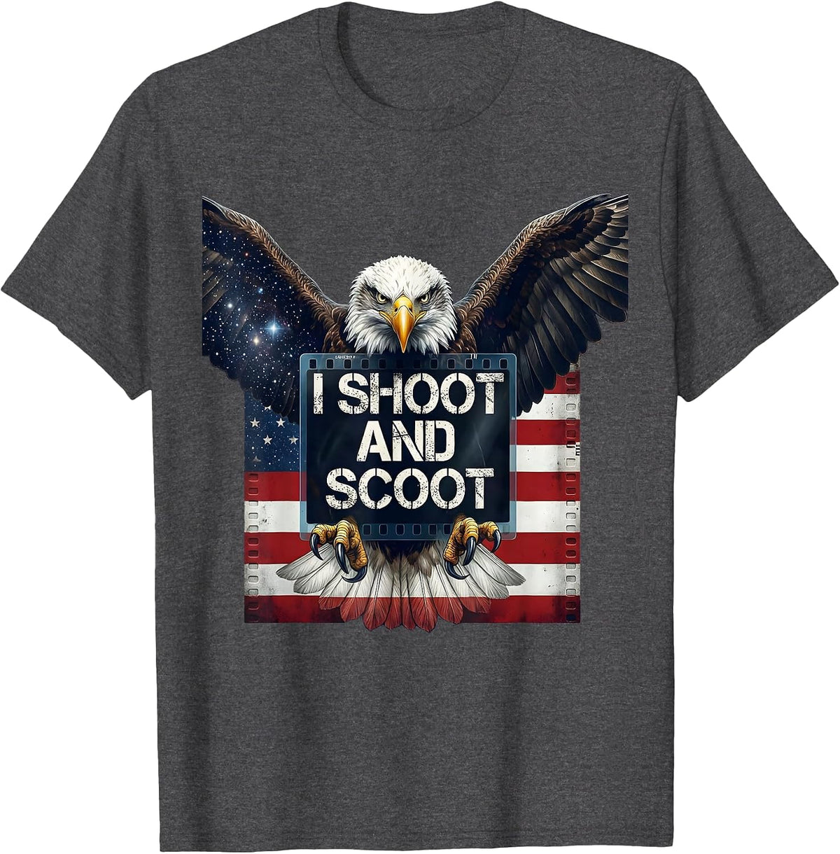 I Shoot and Scoot Radiology Humor Design T-Shirt - Dark Heather Grey
