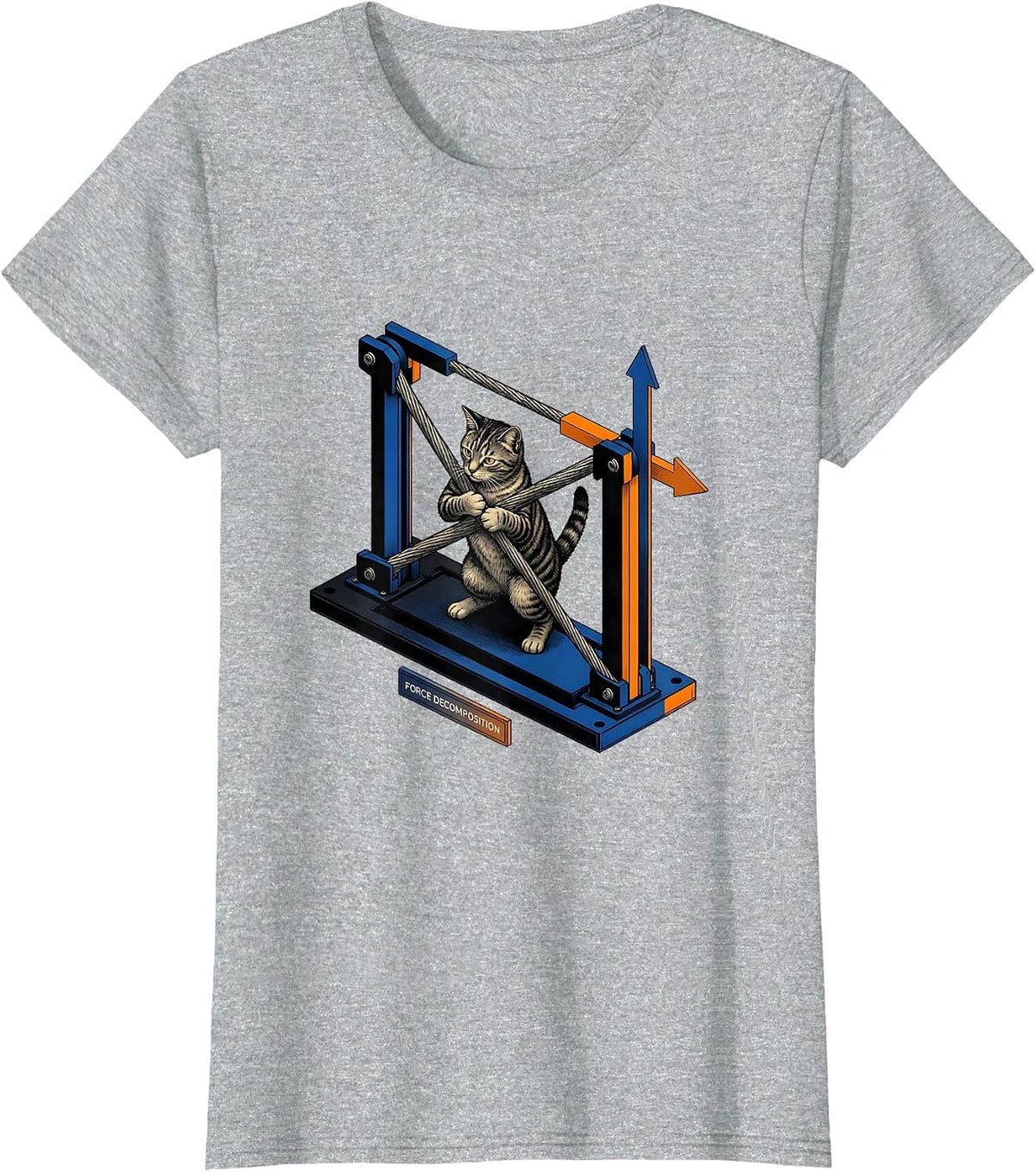 Women's Force Decomposition Funny Cat Physics Humor Design For Cat T-Shirt - Heather Grey
