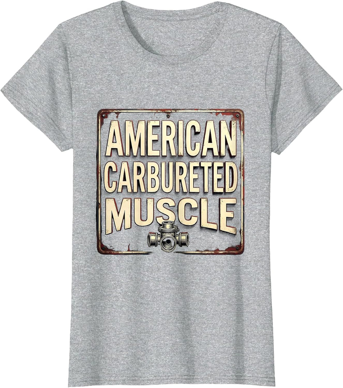 American Carbureted Muscle Classic Vintage Car Guy T-Shirt - Heather Grey