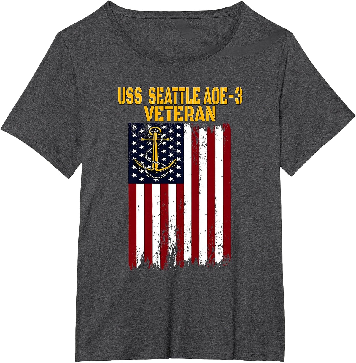USS Seattle AOE-3 Fast Combat Support Ship Veterans Day T-Shirt - Dark Heather Grey