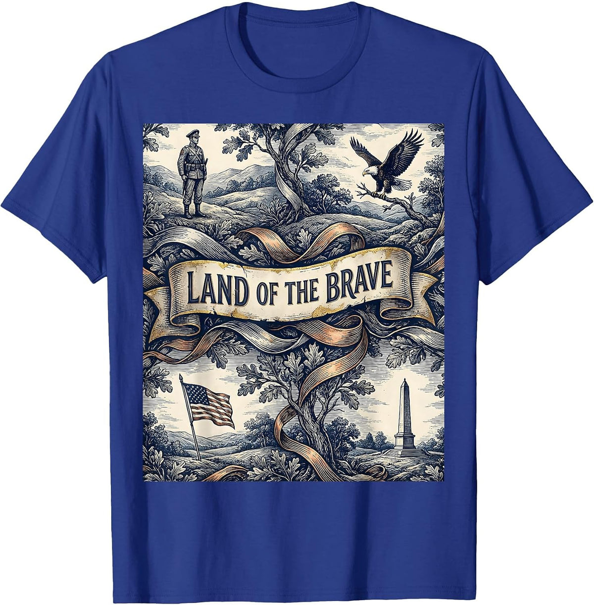 Land of the Brave Patriot Day Tribute Design T-Shirt - Royal Blue