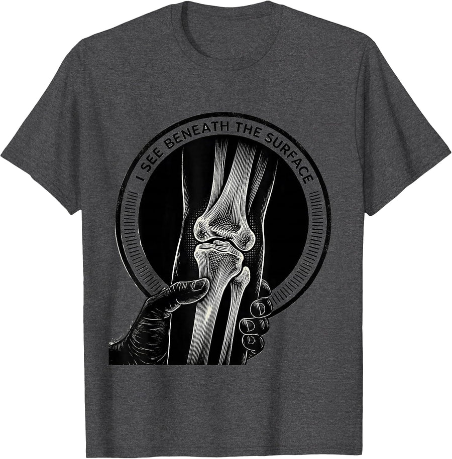 Men's I See Beneath The Surface Radiology Tech Scratchboard Rad T-Shirt - Dark Heather Grey