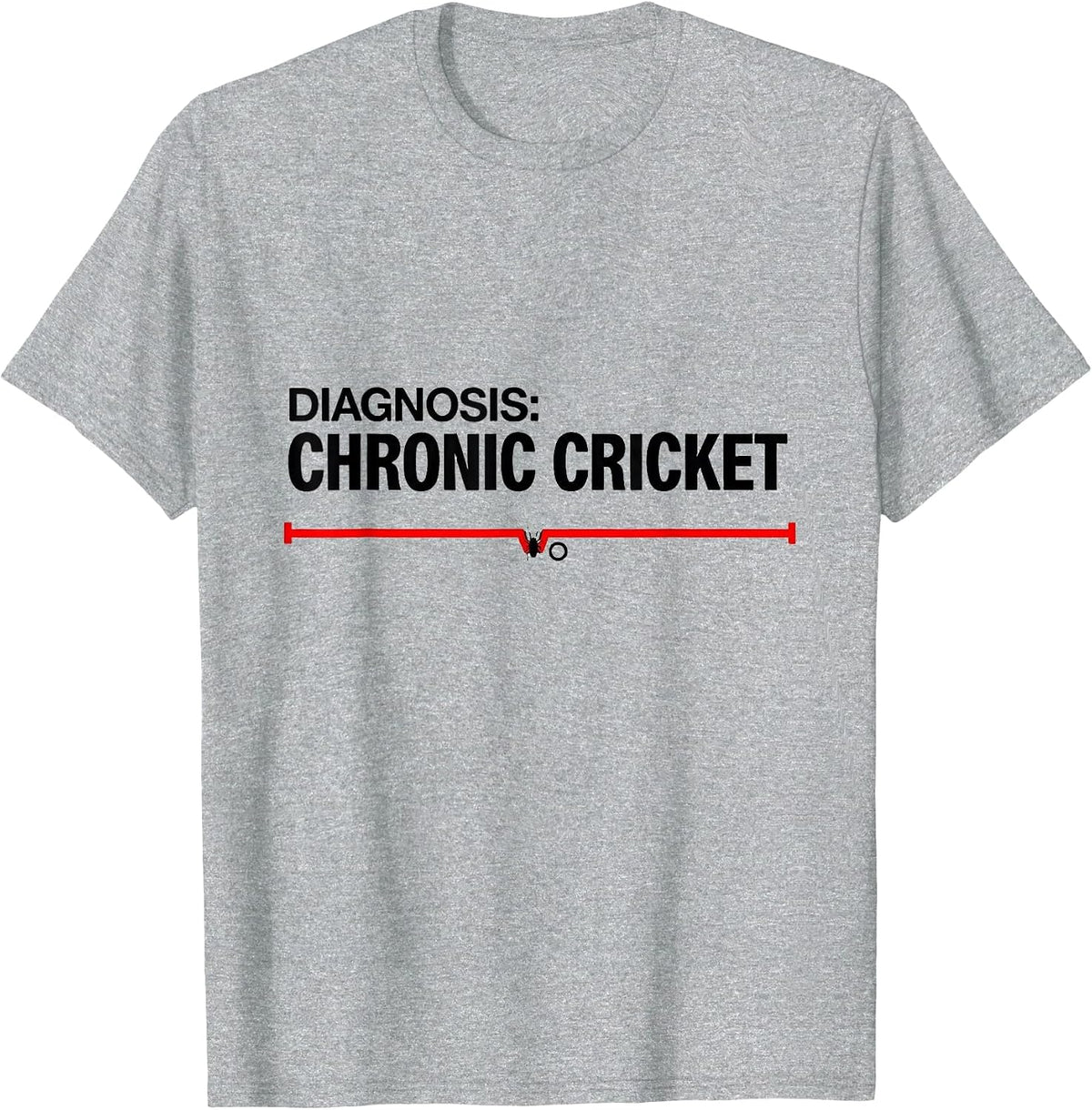 Men's Diagnosis Chronic Cricket Hobby Heartbeat EKG Passion Gift T-Shirt - Heather Grey