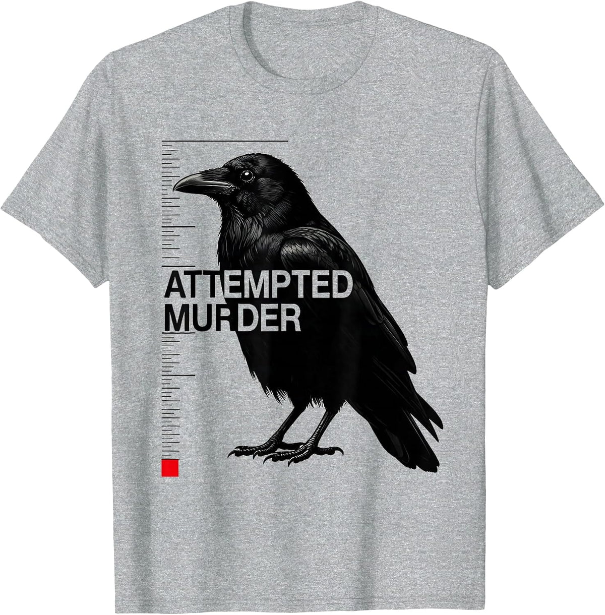 Men's Attempted Murder Swiss International Crow Lover Humor T-Shirt - Heather Grey