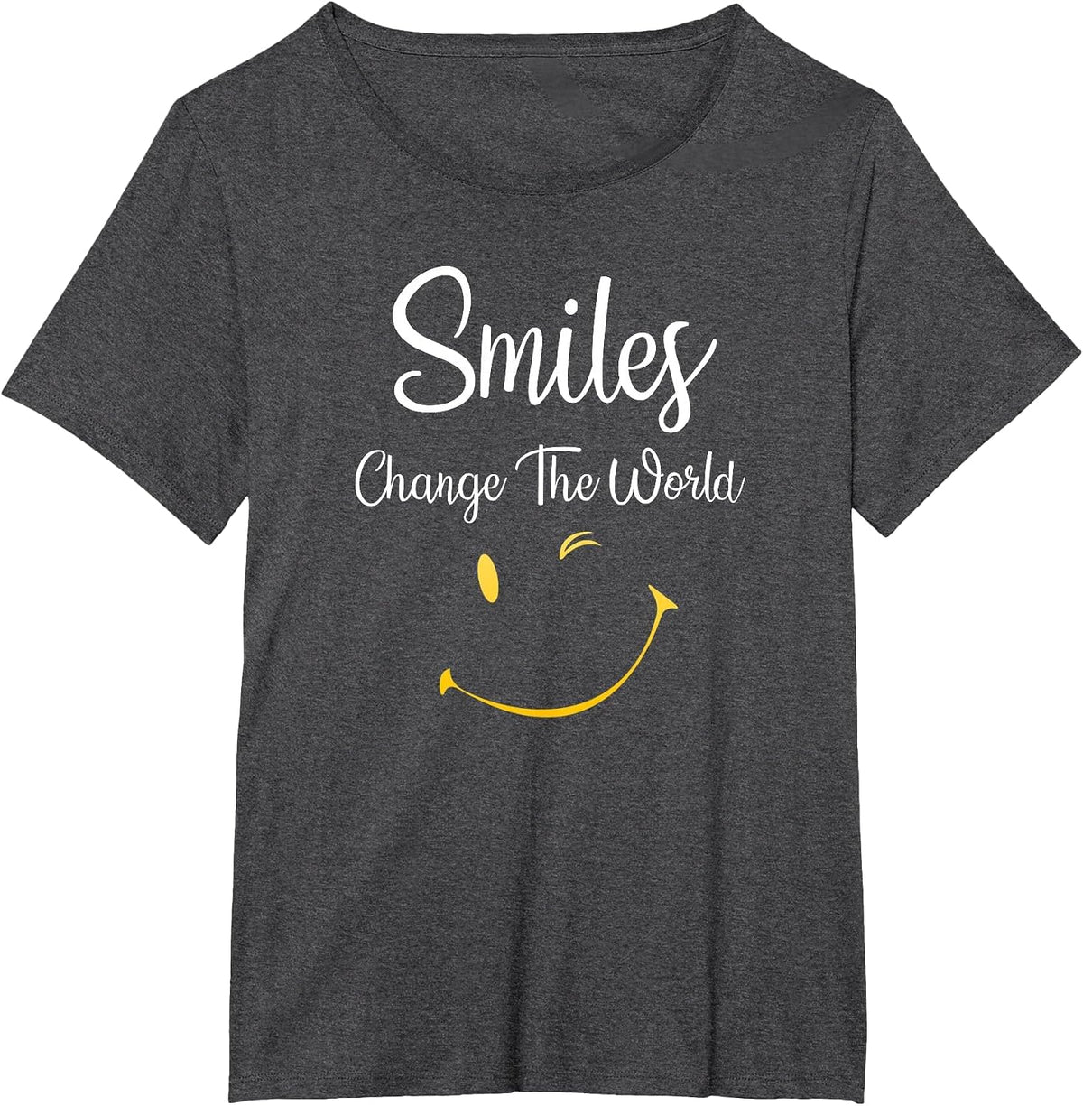 Smiles Change The World T-Shirt - Dark Heather Grey