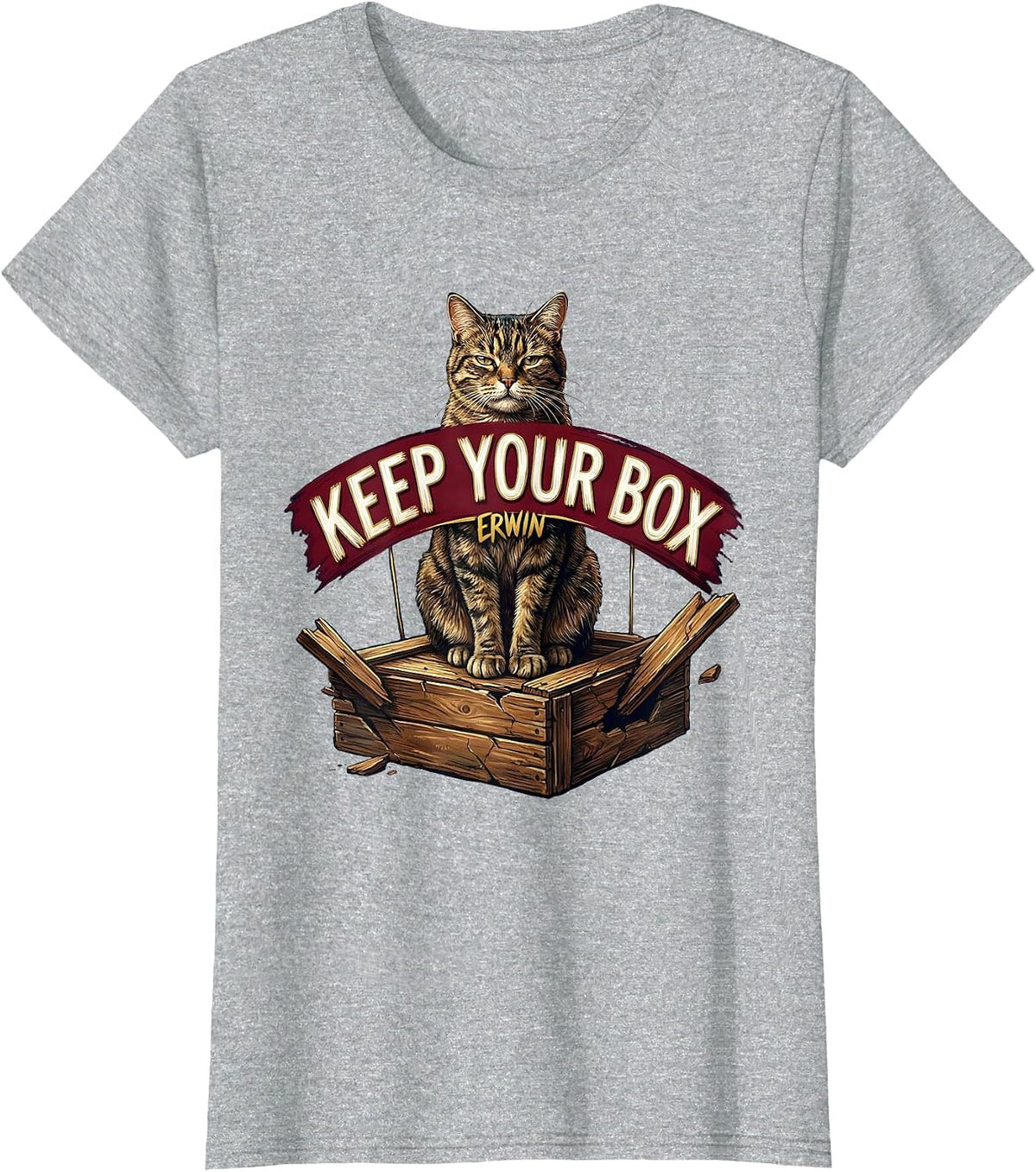Keep Your Box Erwin Funny Science Teacher Quantum Physics T-Shirt - Heather Grey