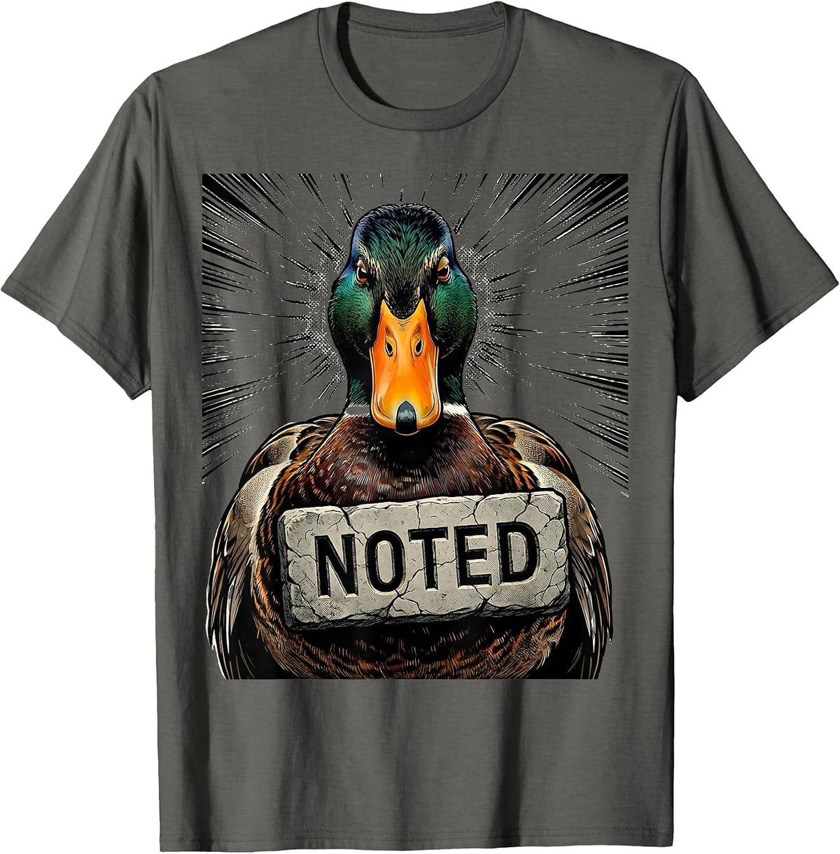 Noted Comic Book Duck Humor Novelty Gift for Teens and Kids T-Shirt - Asphalt Grey