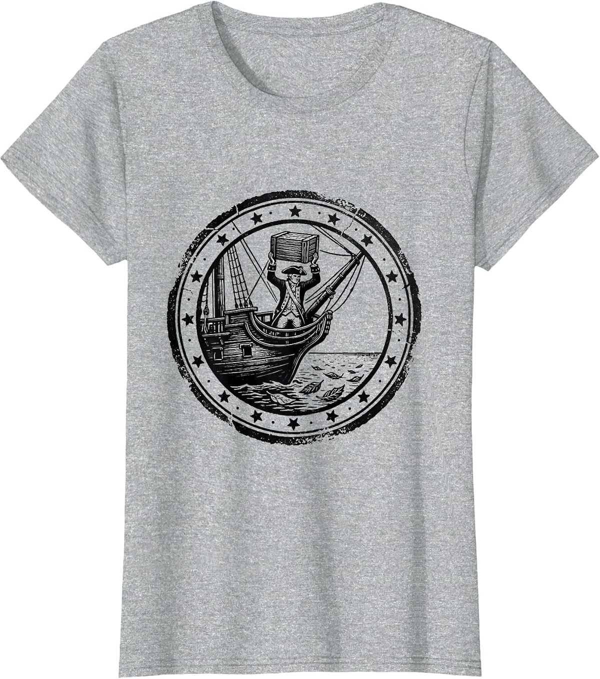 Colonial Stamp Impression History Teacher Pun Humor T-Shirt - Heather Grey
