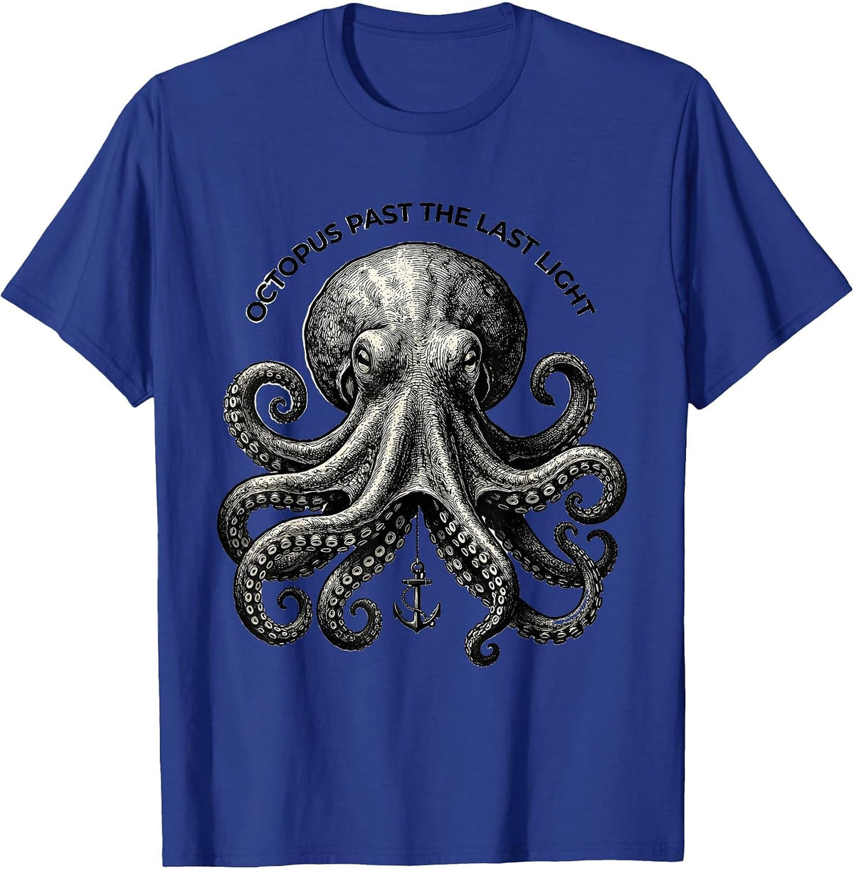 Octopus Past the Last Light Monochromatic Octopus Lover T-Shirt - Royal Blue