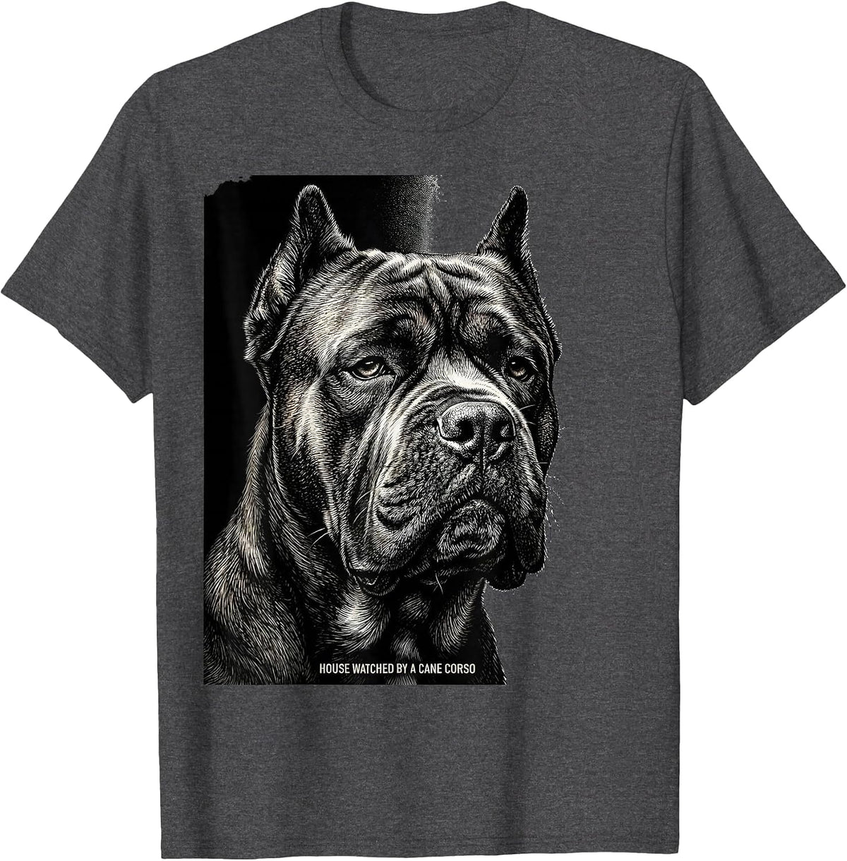 House Watched By A Cane Corso Funny Dog Owner Breed Pride T-Shirt - Dark Heather Grey