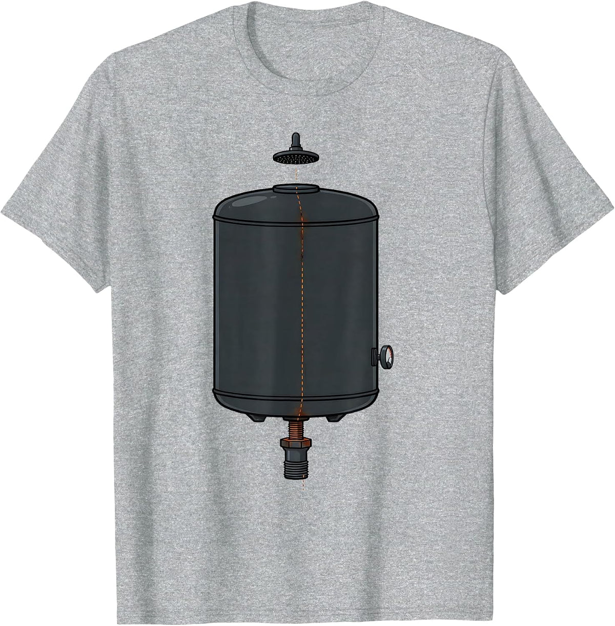 Men's Plumber Exploded Water Heater Funny Plumbing Humor T-Shirt - Heather Grey
