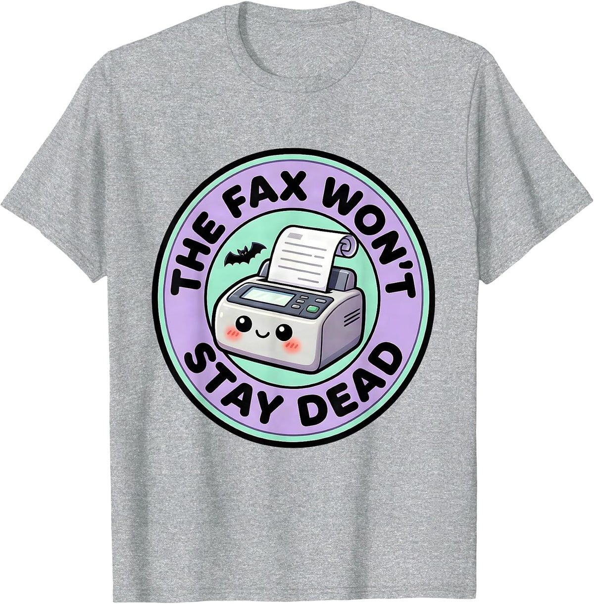 Men's The Fax Won't Stay Dead Cute Kawaii Pharmacy Tech Halloween T-Shirt - Heather Grey