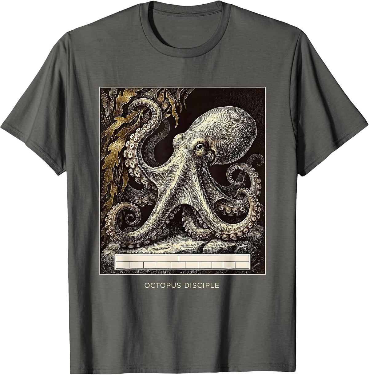 Men's Octopus Disciple Vintage Kraken Sea Monster Octopus Lover T-Shirt - Asphalt Grey
