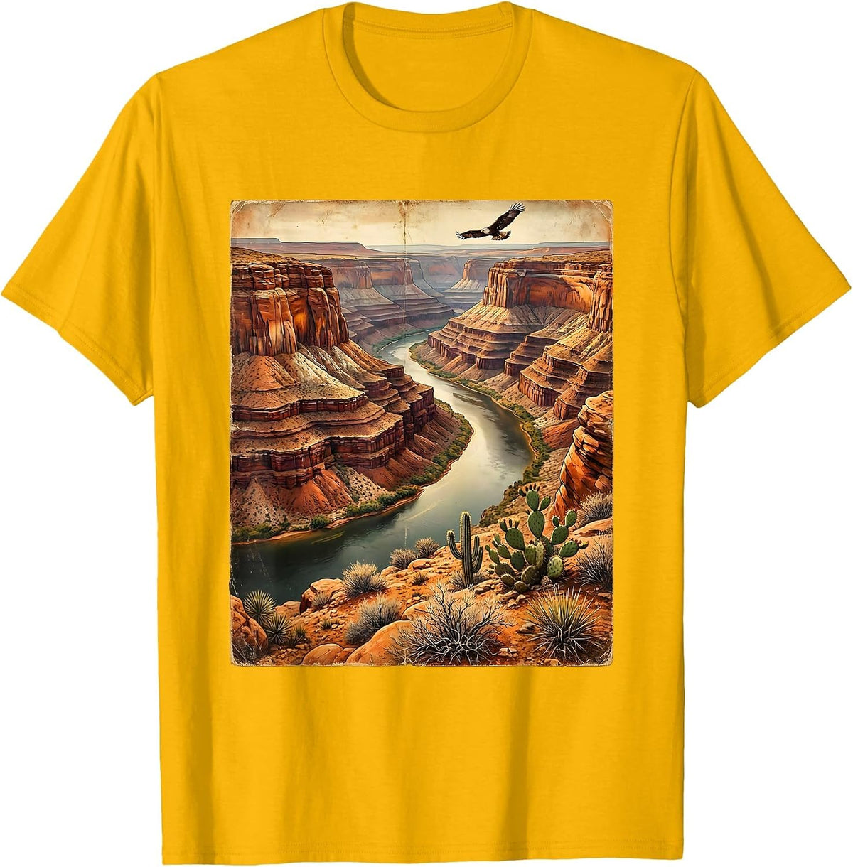 Texas River Bend Canyon Walls Graphic T-Shirt - Golden Yellow