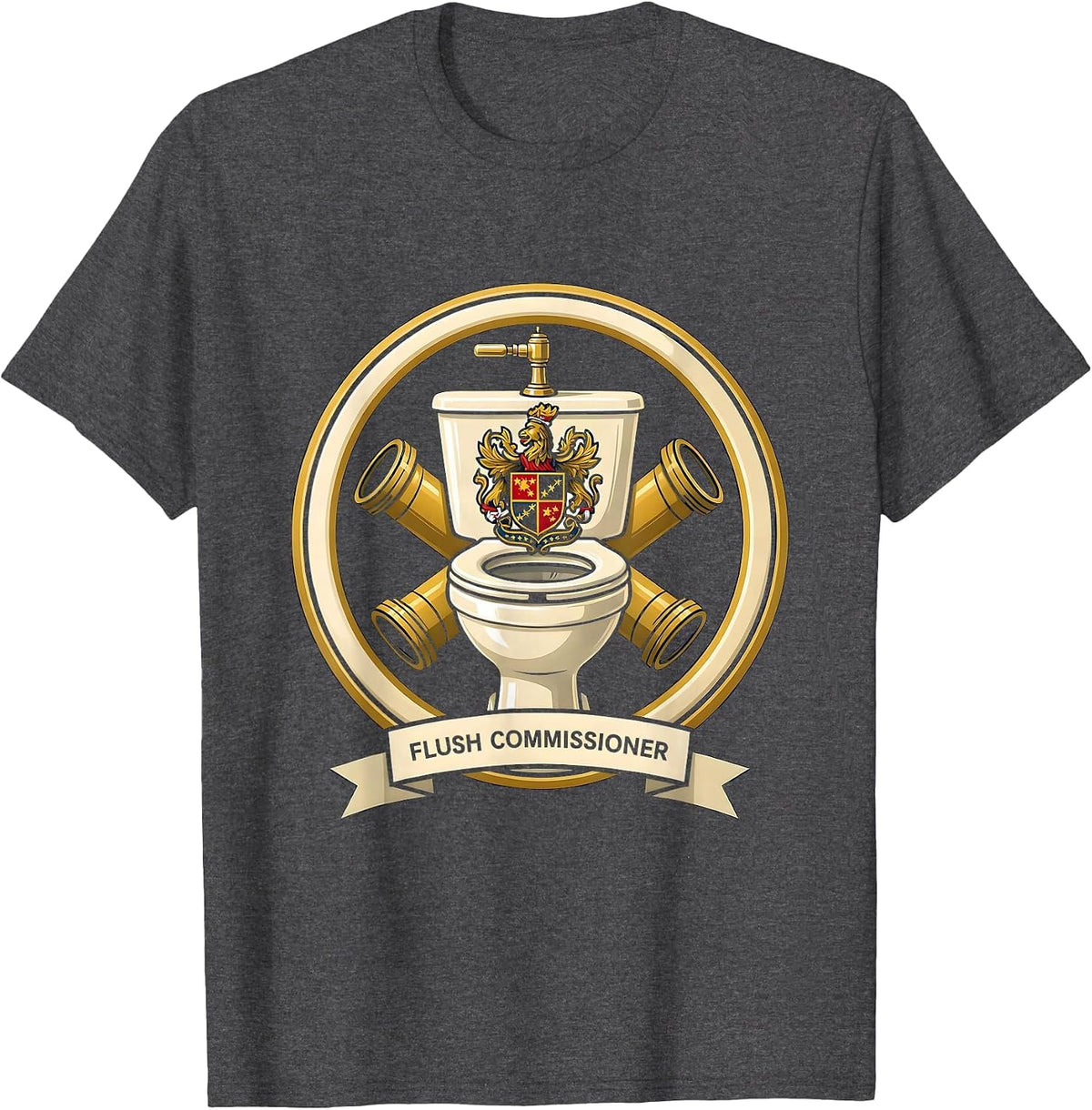 Flush Commissioner Funny Plumber Pipefitter Steamfitter Gift T-Shirt - Dark Heather Grey