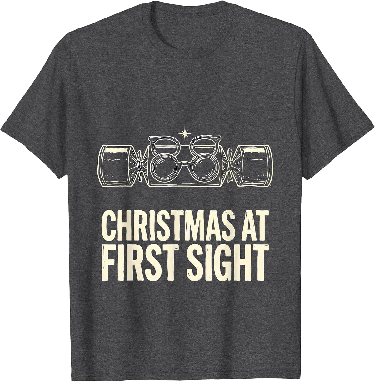 Men's Christmas At First Sight Funny Optometrist Eye Care Humor T-Shirt - Dark Heather Grey