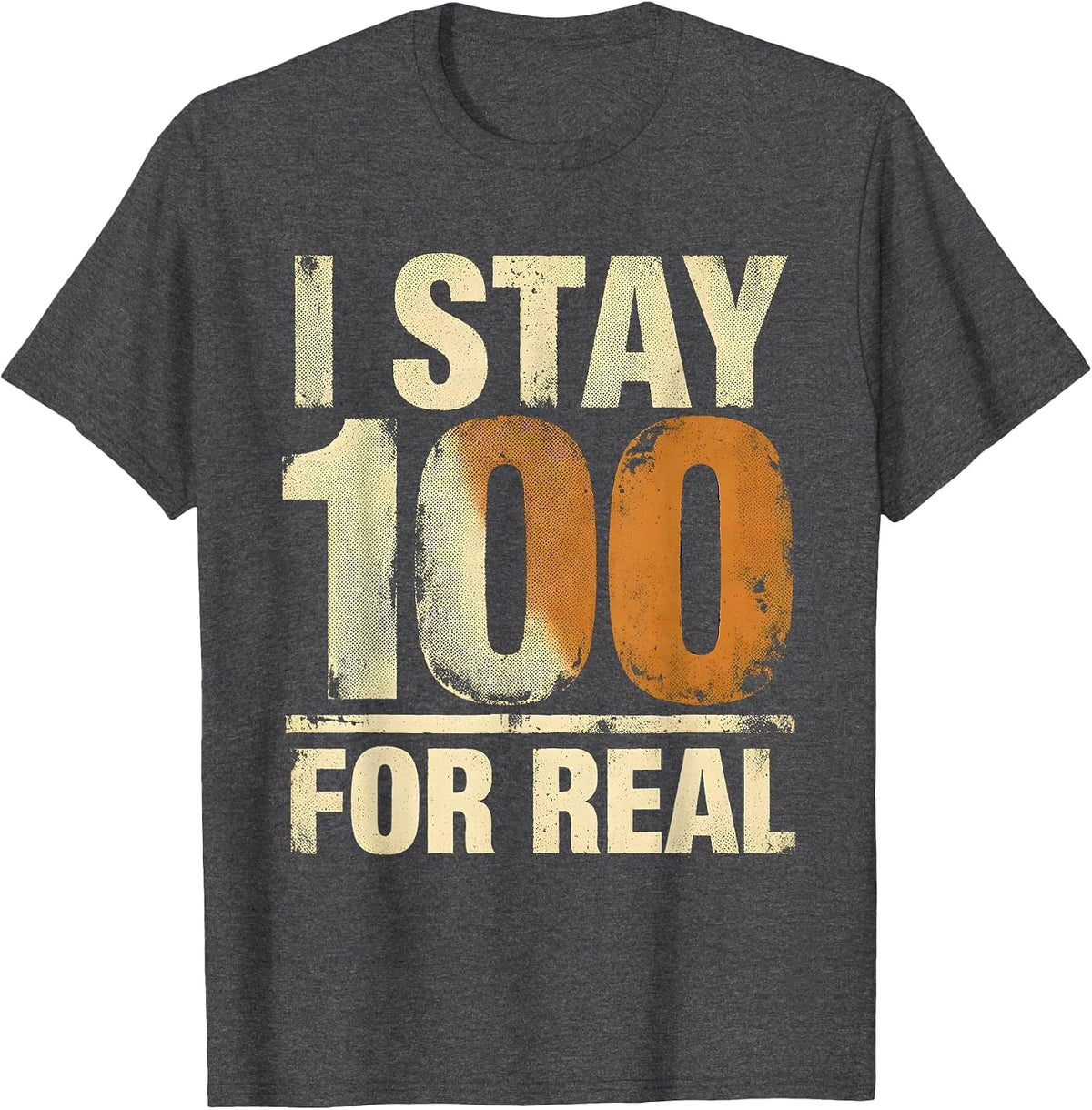 Men's I Stay 100 For Real Nostalgic Old School Hip Hop Rap Music T-Shirt - Dark Heather Grey
