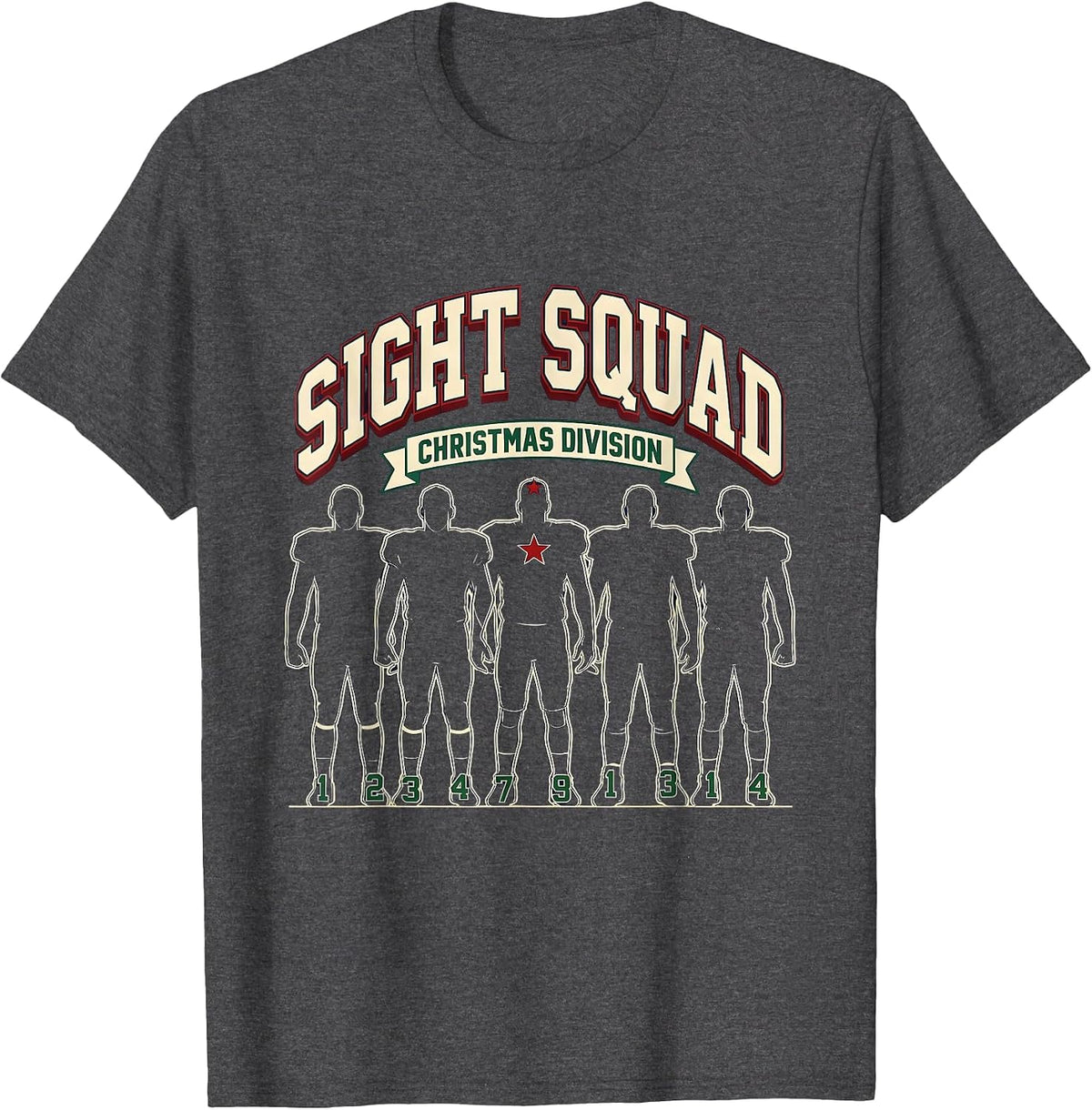 Sight Squad Christmas Division Sports Optometrist Eye Care T-Shirt - Dark Heather Grey