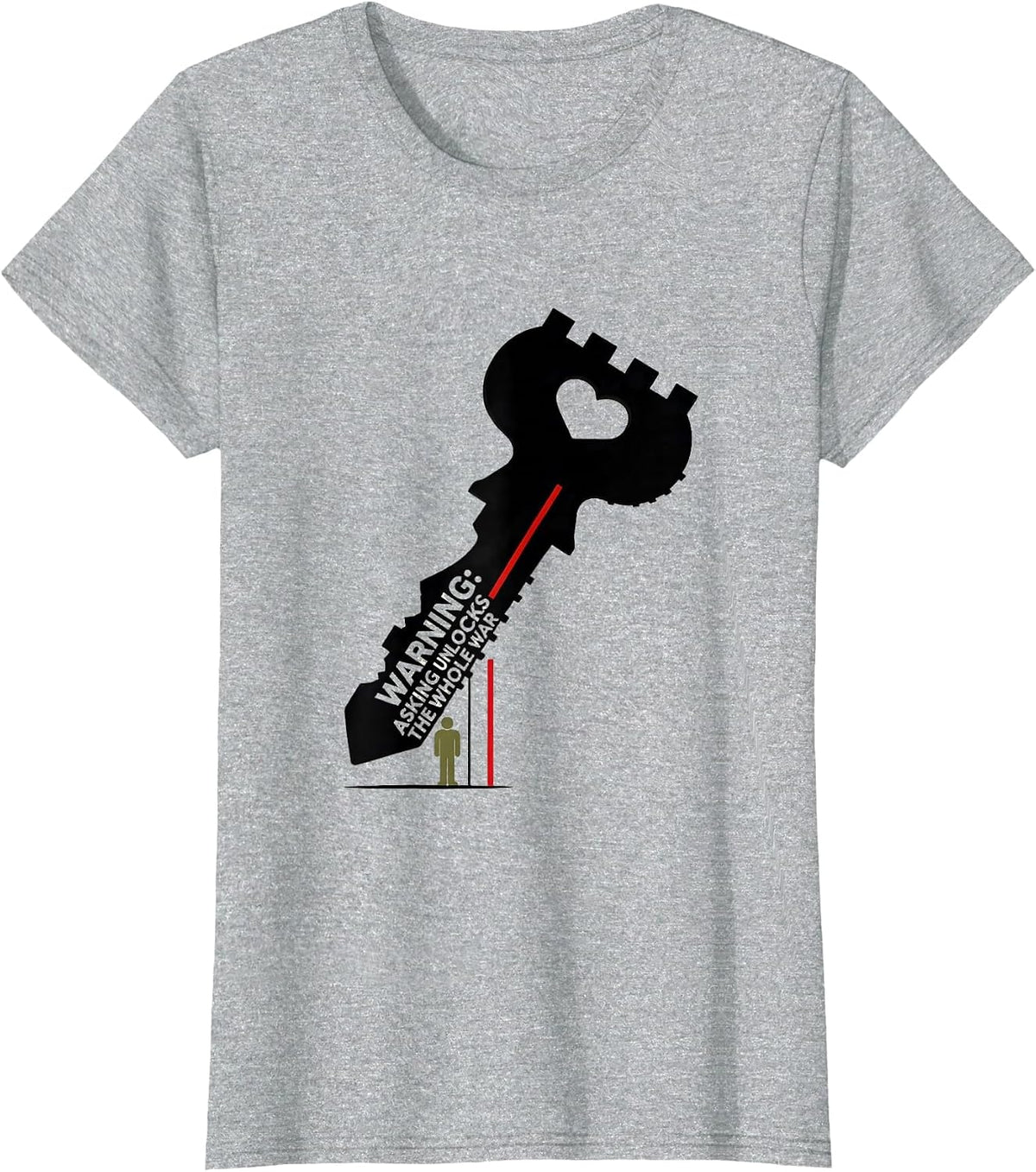 Warning: Asking Unlocks The Whole War Funny History Teacher T-Shirt - Heather Grey