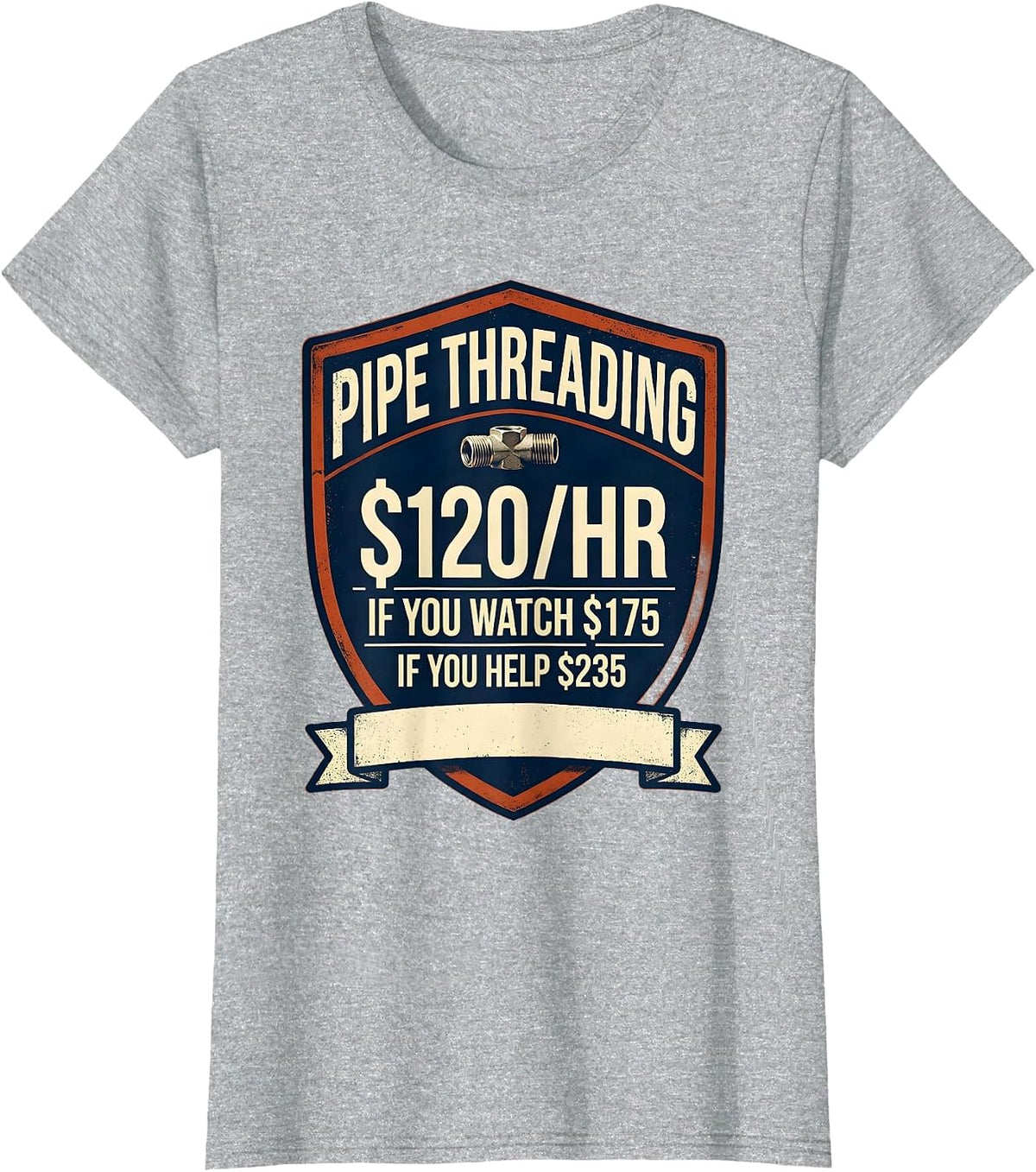 Pipe Threading $120/hr Funny Plumber Gift T-Shirt - Heather Grey