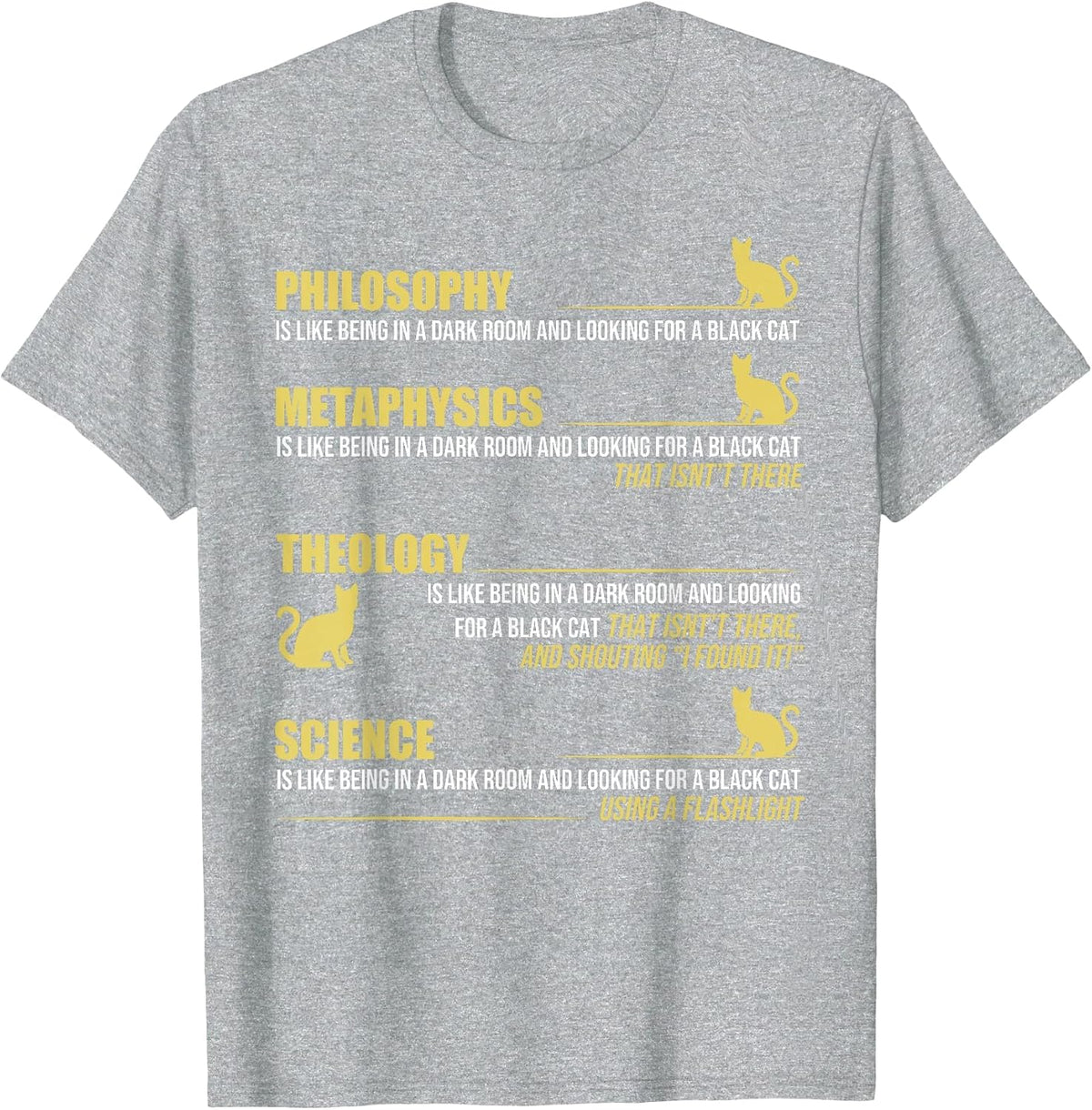 Black Cat Analogy Philosophy Metaphysics Theology Science T-Shirt - Heather Grey