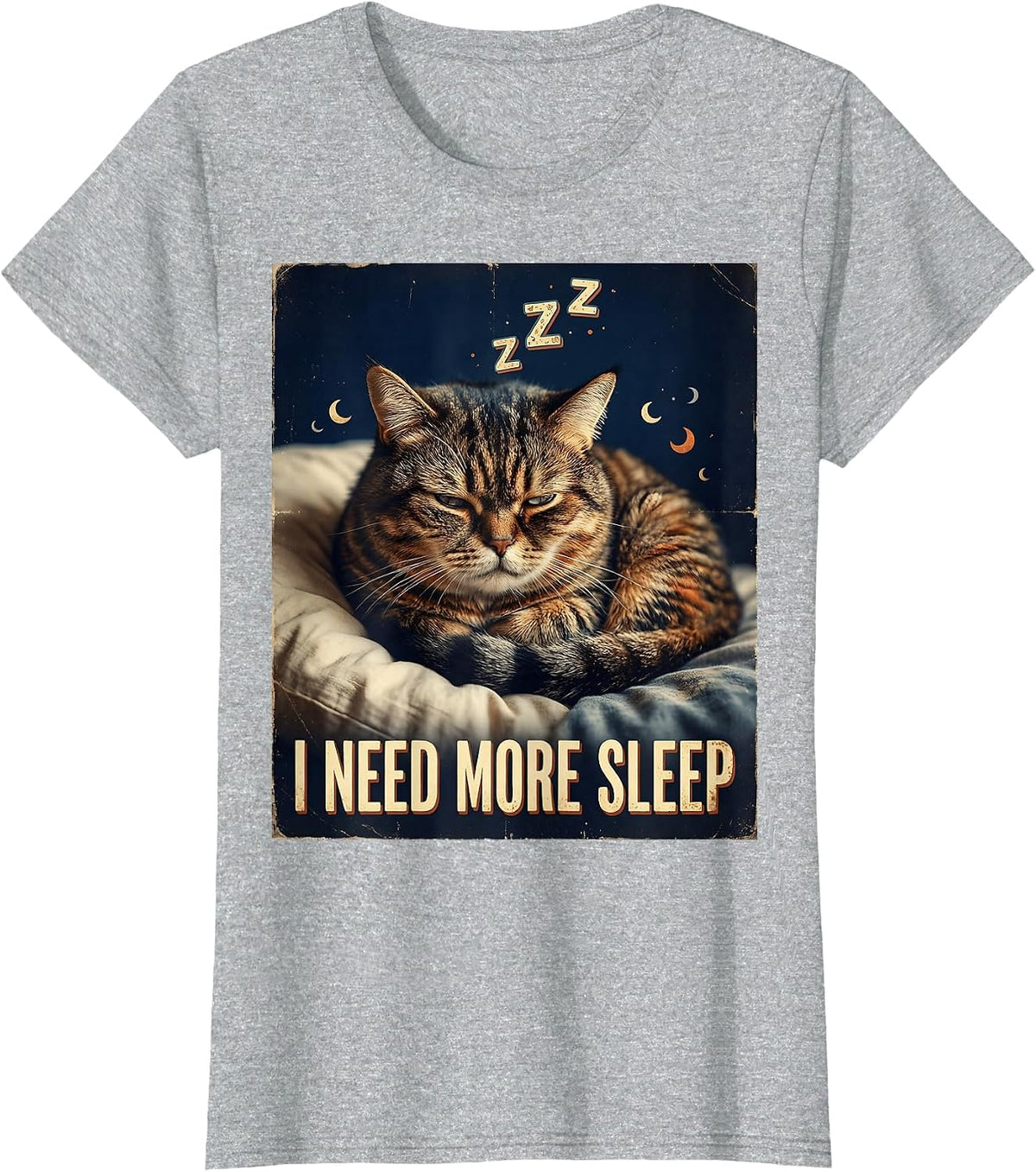 I Need More Sleep Funny Tired Humor Design T-Shirt - Heather Grey