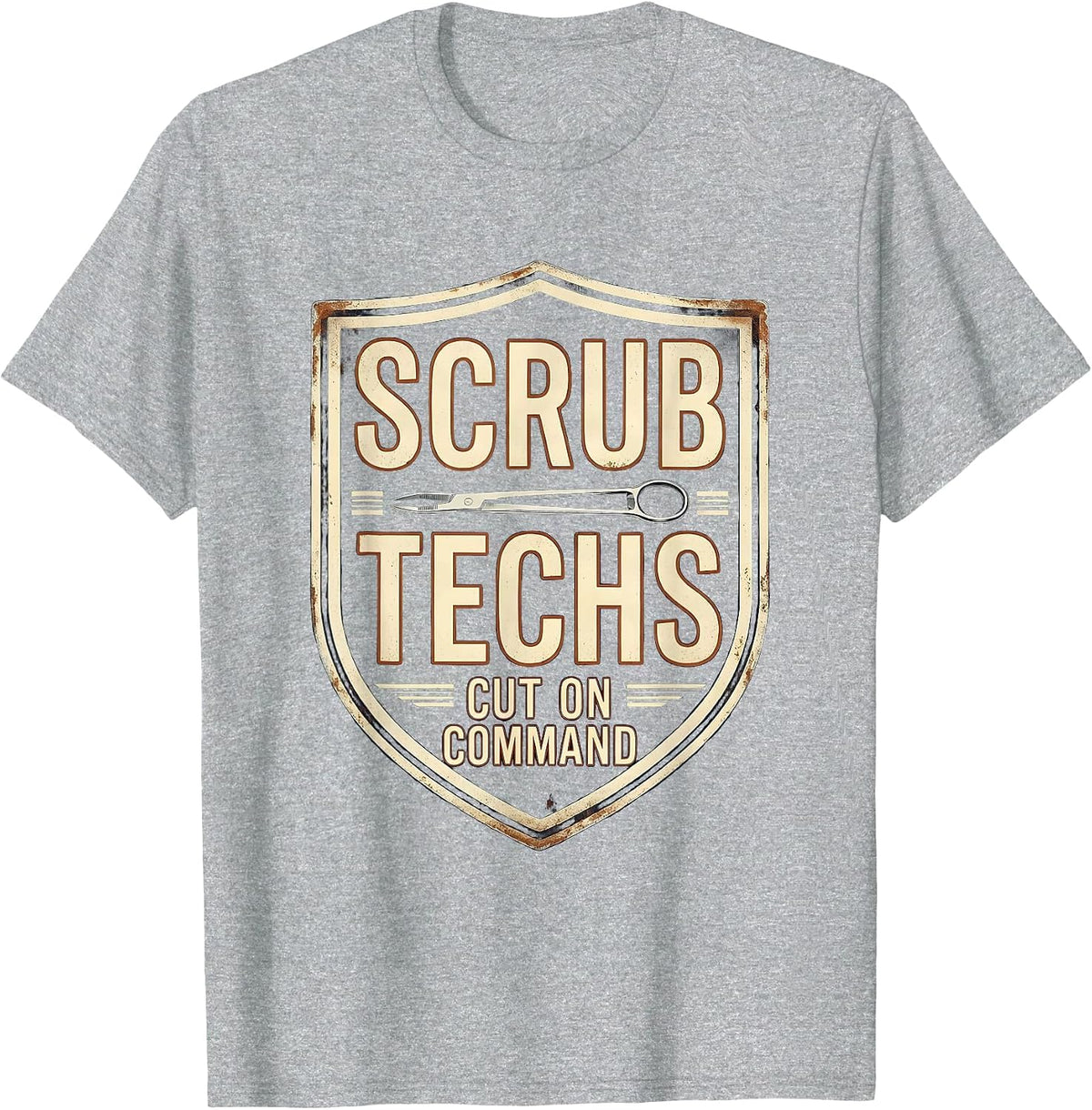 Men's Scrub Techs Cut On Command Vintage Surgical Tech Humor T-Shirt - Heather Grey