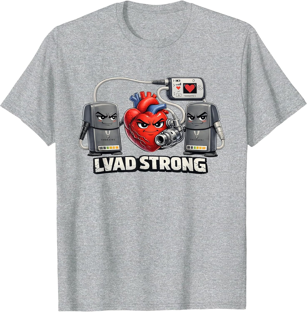 LVAD Strong Ventricular Assist Device Hero T-Shirt - Heather Grey