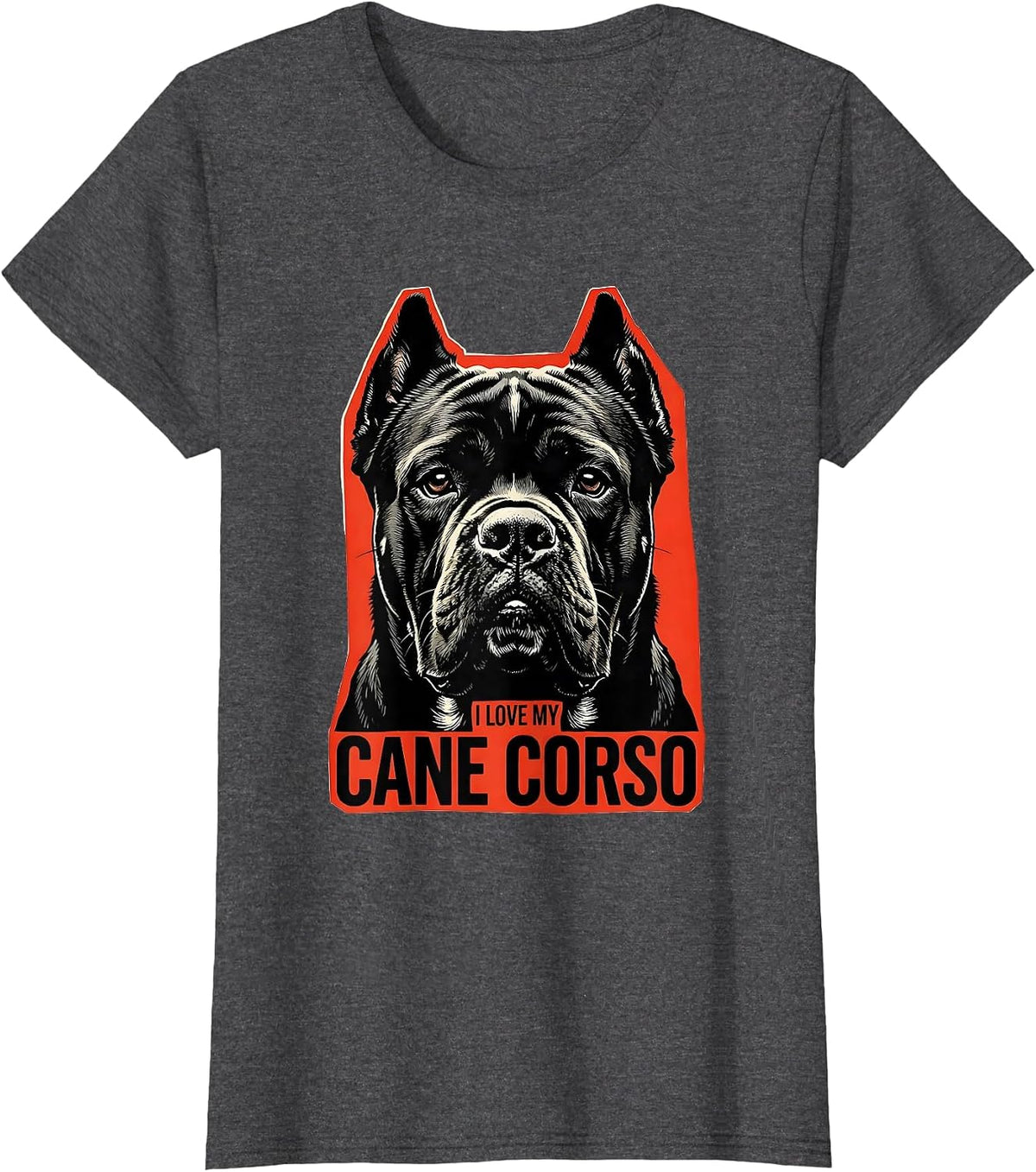 Women's I Love My Cane Corso Stencil Graphic Dog Lover Gift T-Shirt - Dark Heather Grey
