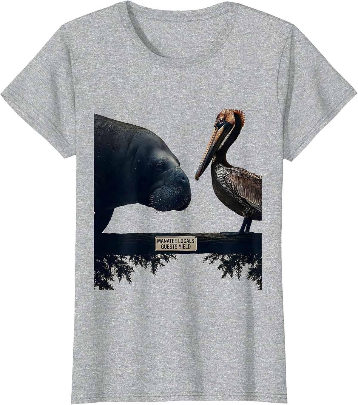Manatee Locals Guests Yield Vintage Florida Gulf Coast T-Shirt - Heather Grey