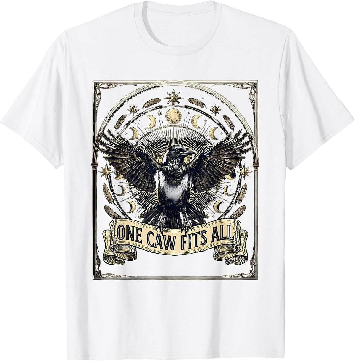 Men's One Caw Fits All Funny Crow Bird Design T-Shirt - White