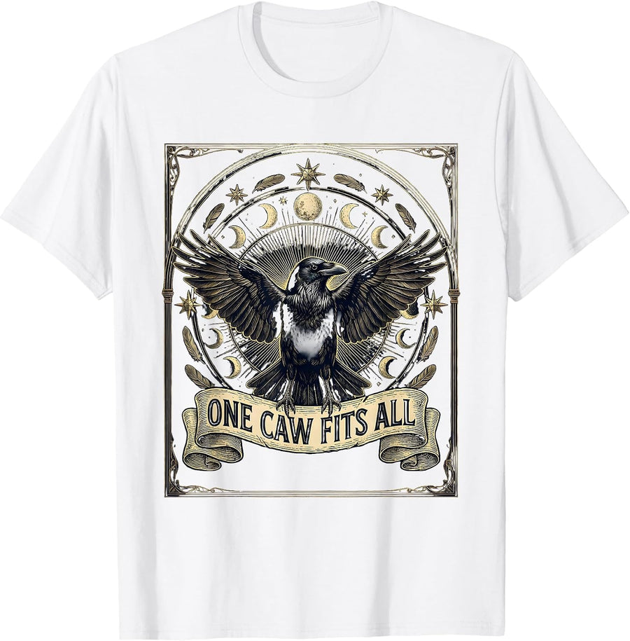Men's One Caw Fits All Funny Crow Bird Design T-Shirt - White