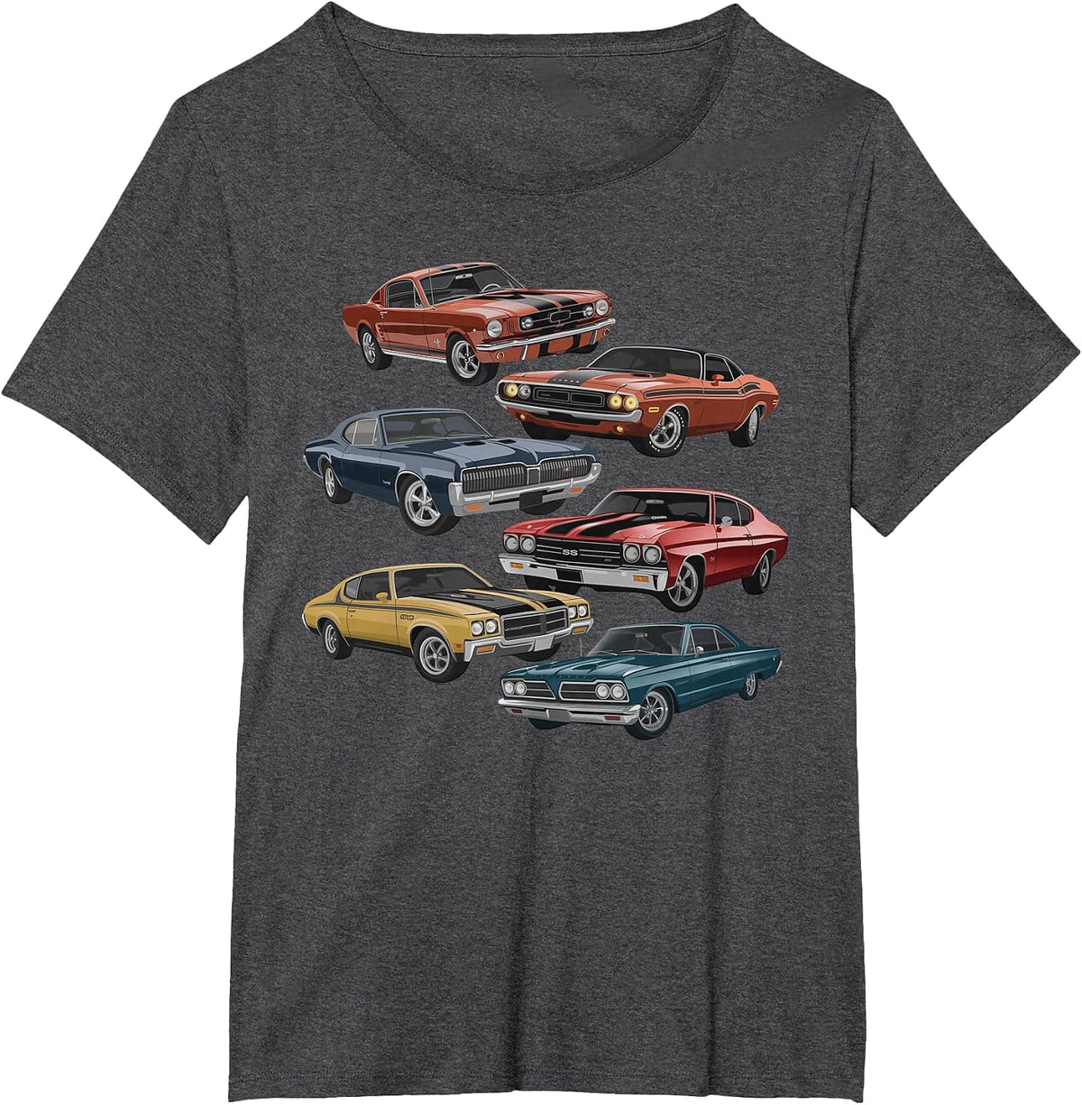 Vintage Muscle Car Artwork for Car Show Enthusiasts T-Shirt - Dark Heather Grey
