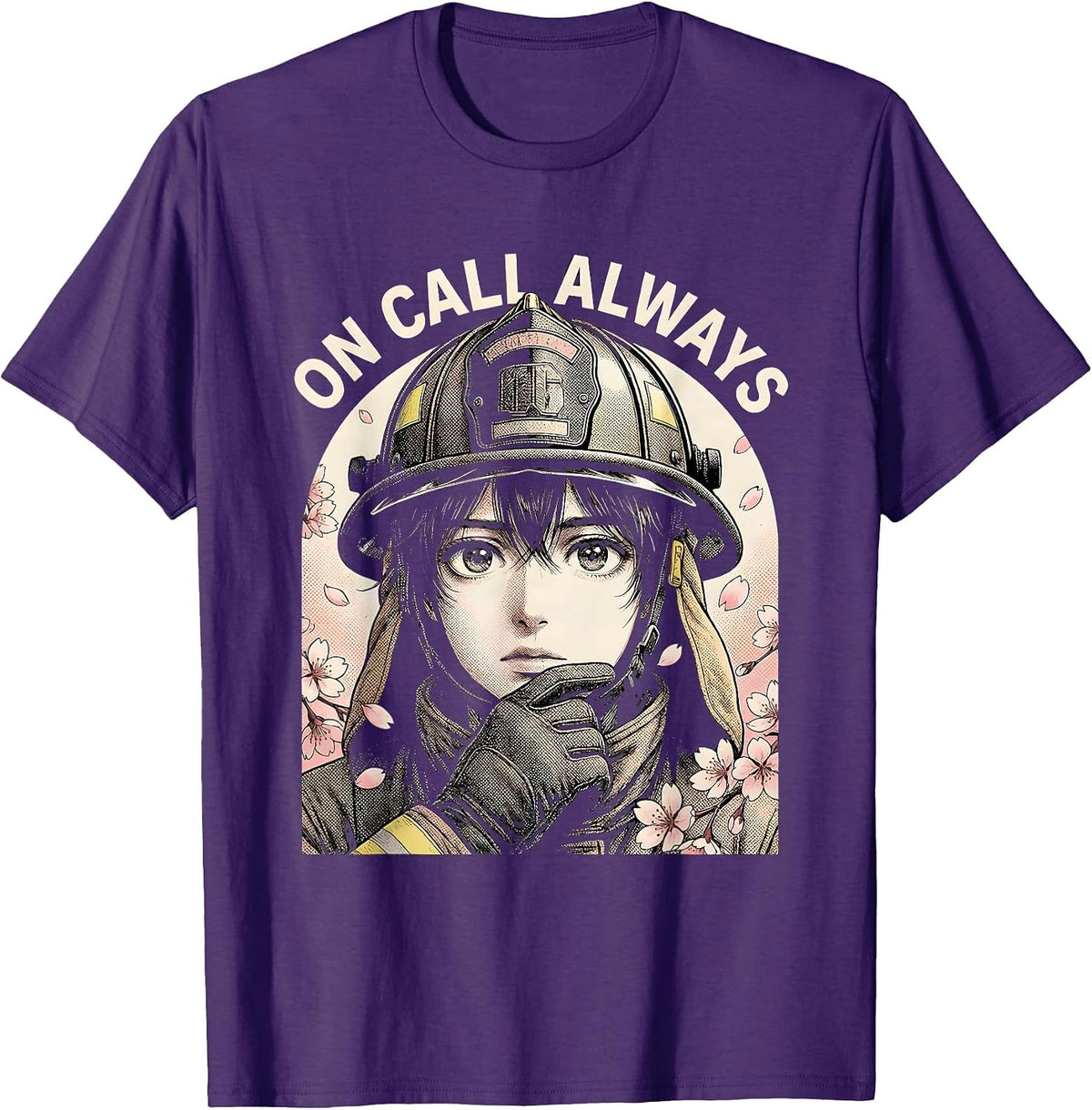 Men's On Call Always Firefighter Graphic Design T-Shirt - Purple