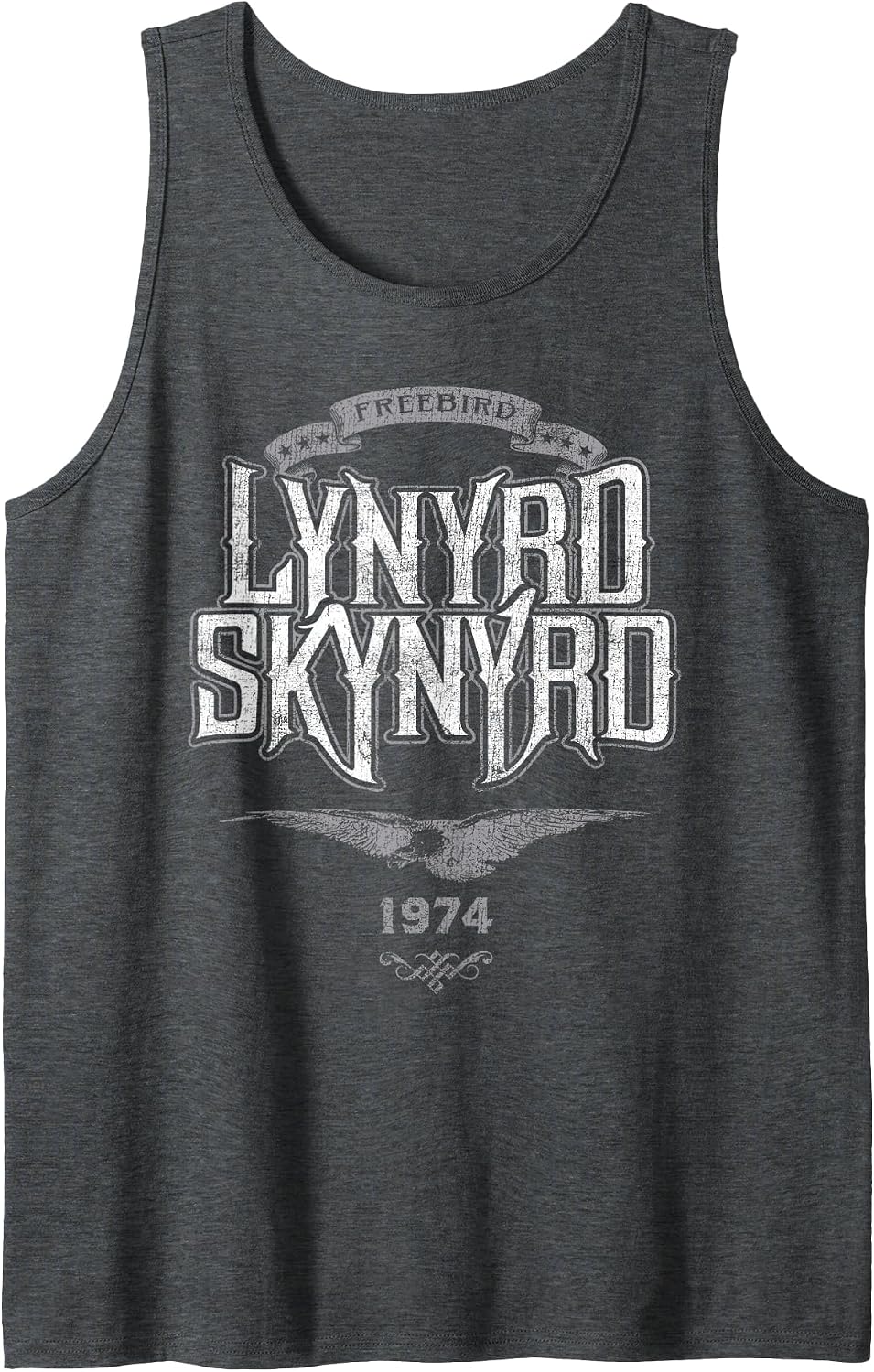 Lynyrd Skynyrd Freebird Retro Logo 1974 Rock Music 70s Gifts Tank Top - Dark Heather Grey