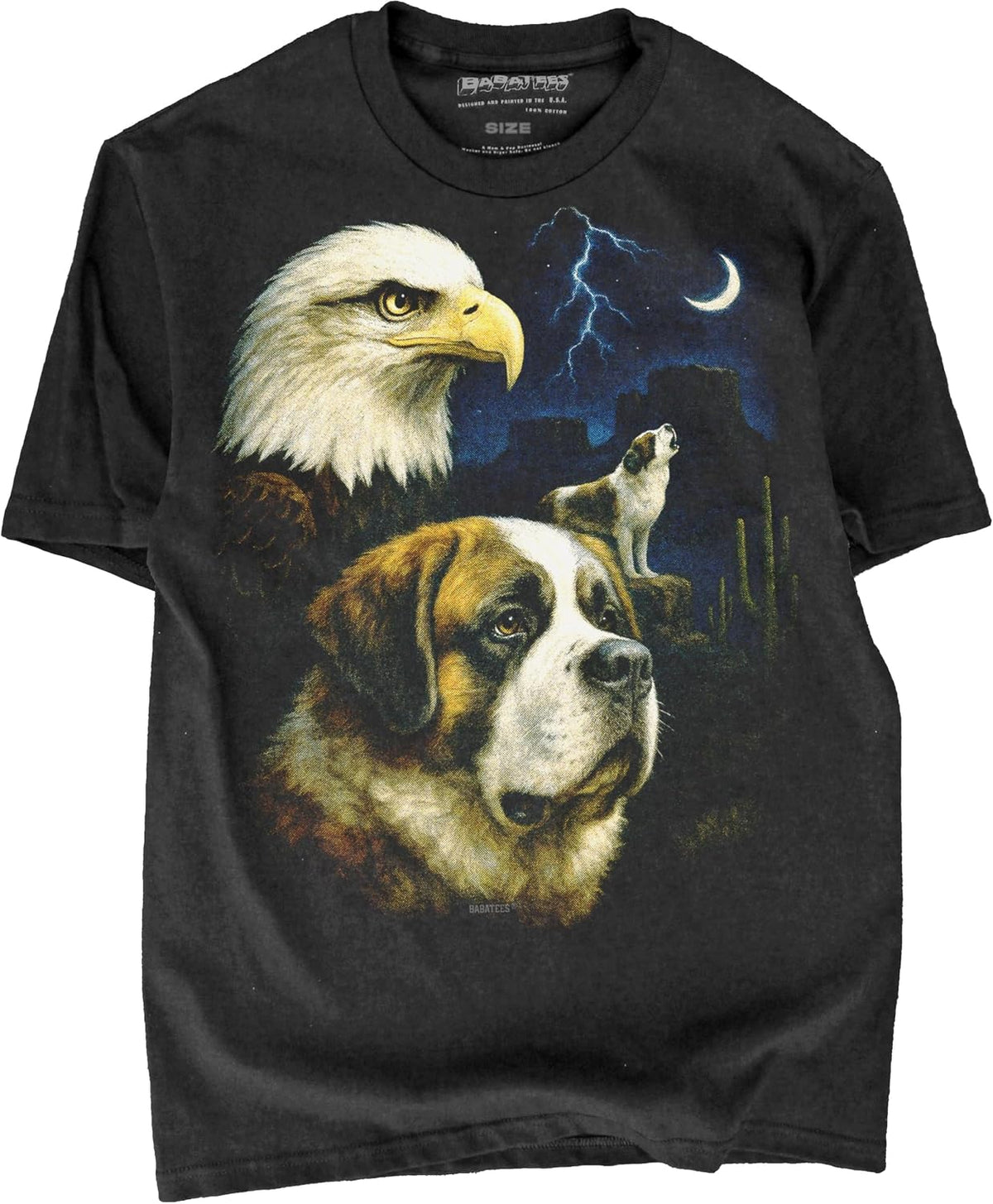 Majestic Dog Artwork Premium Black T-Shirt for Men & Women - Saint Bernard