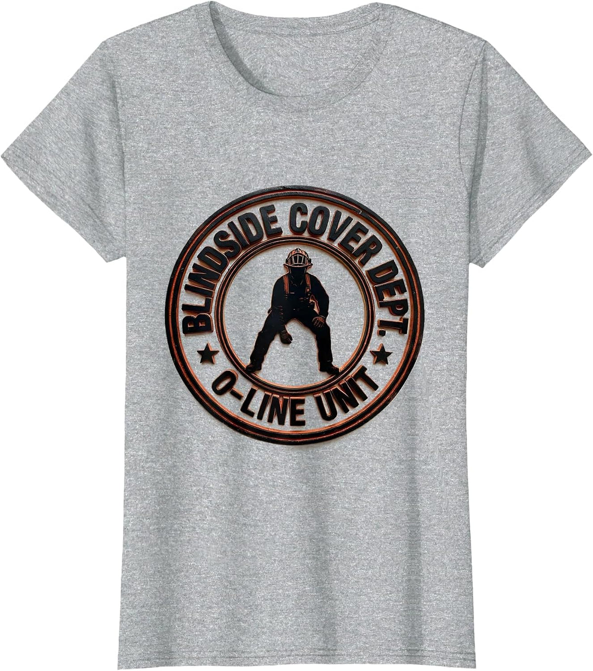Blindside Cover Dept. O-Line Unit Funny Football Lineman T-Shirt - Heather Grey