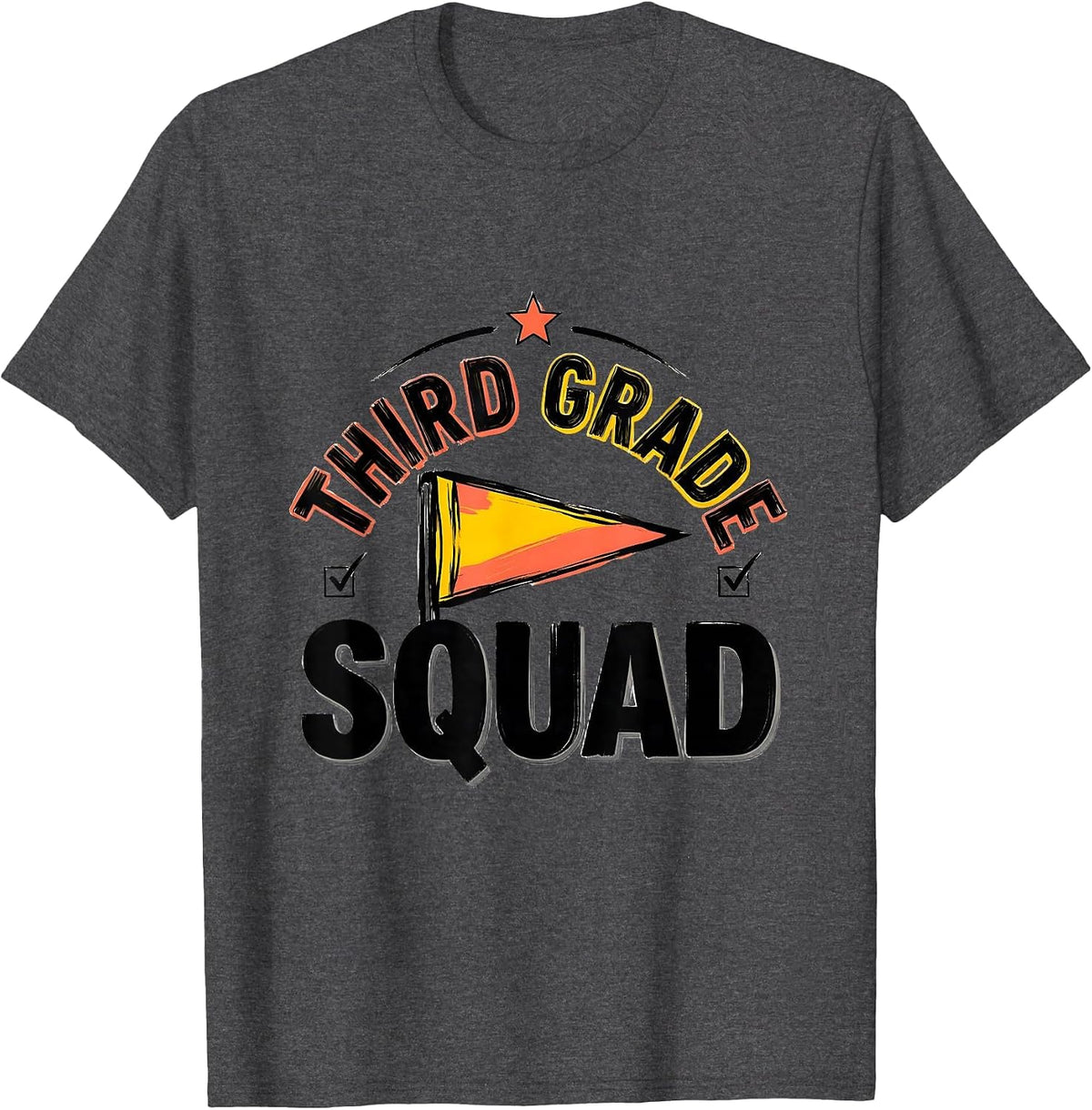 Third Grade Squad Sign Painter Showcard Back To School Team T-Shirt - Dark Heather Grey