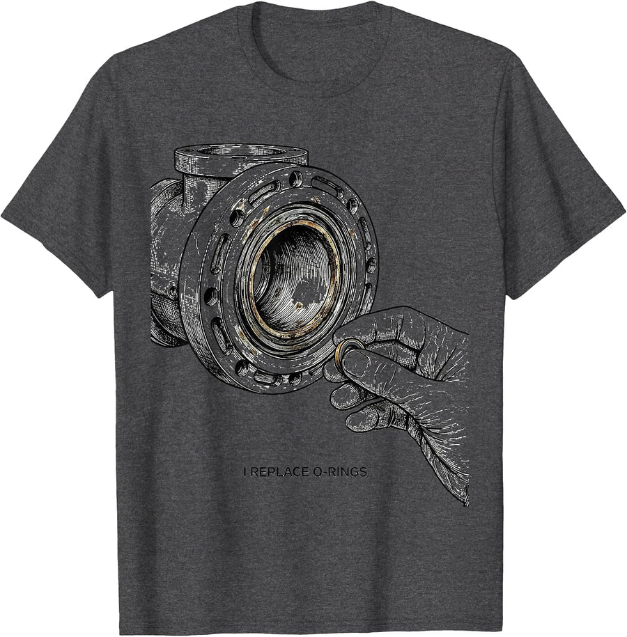 Men's I Replace O-Rings Funny Plumber Pipefitter Steamfitter T-Shirt - Dark Heather Grey