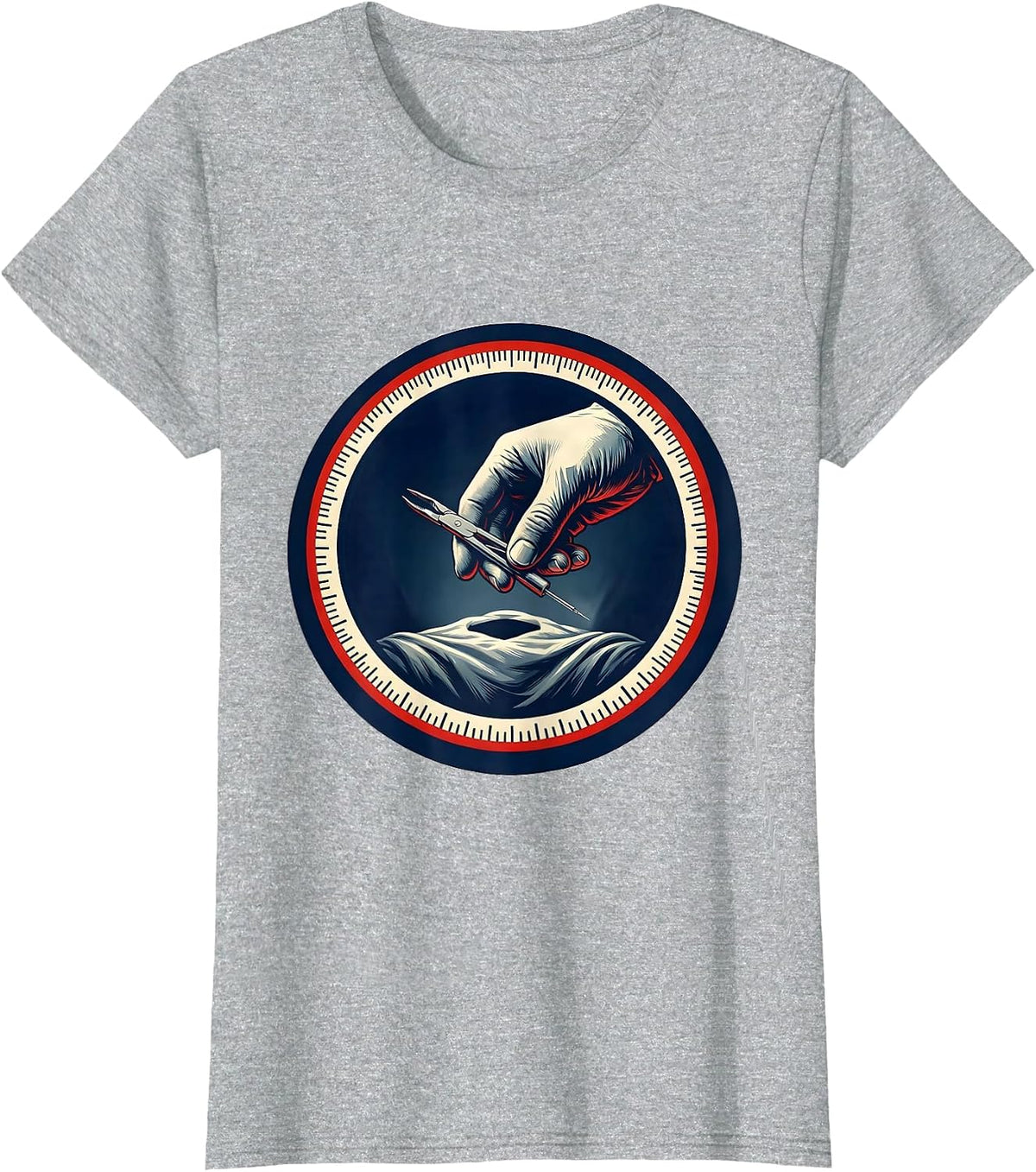Women's Surgical Tech Emblem Medical Scrub Tech Pride T-Shirt - Heather Grey