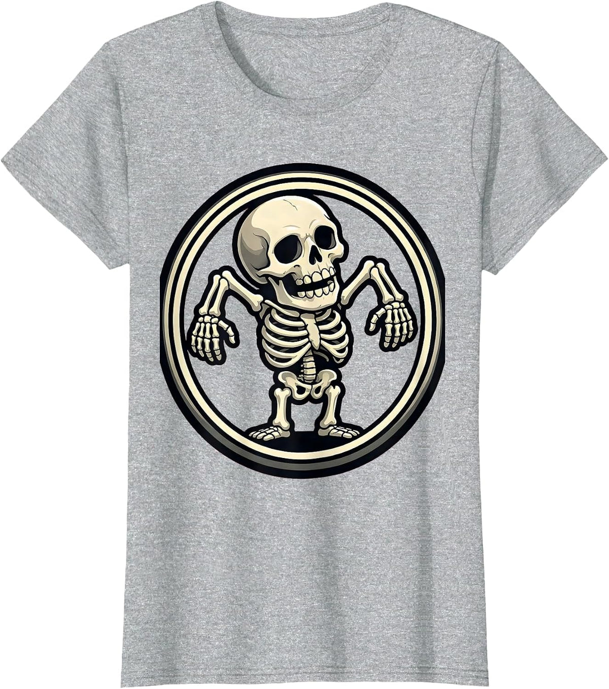 Lazy Skeleton Shrug Funny Offensive Graphic T-Shirt - Heather Grey