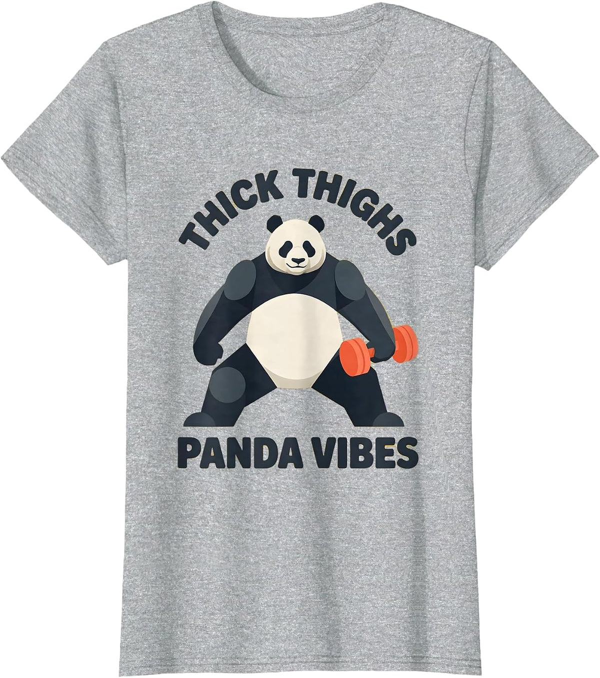 Women's Thick Thighs Panda Vibes Iron Panda Fitness T-Shirt - Heather Grey