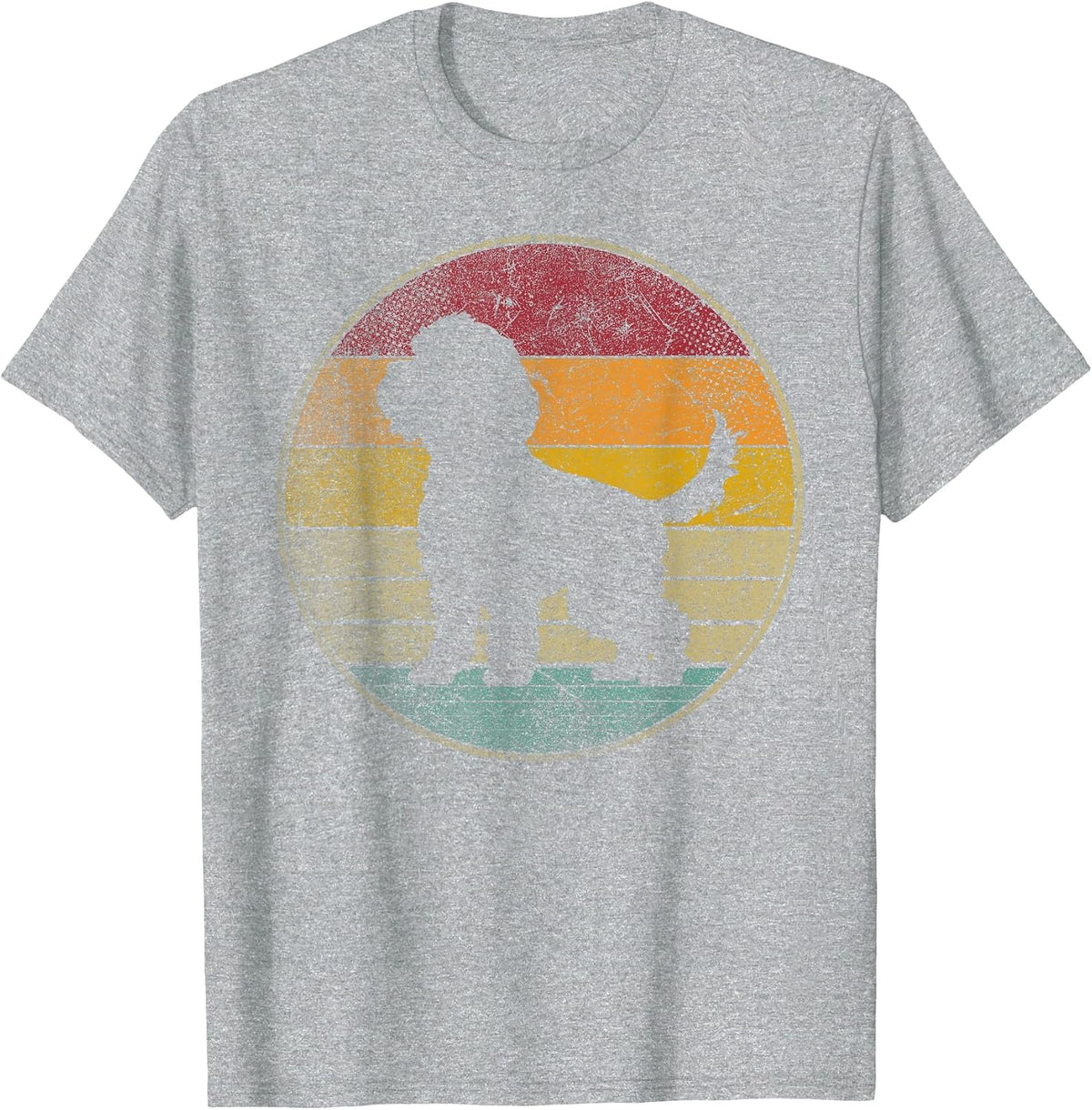 Cockapoo Dog Vintage Silhouette 70s 80s Retro Distressed T-Shirt - Heather Grey