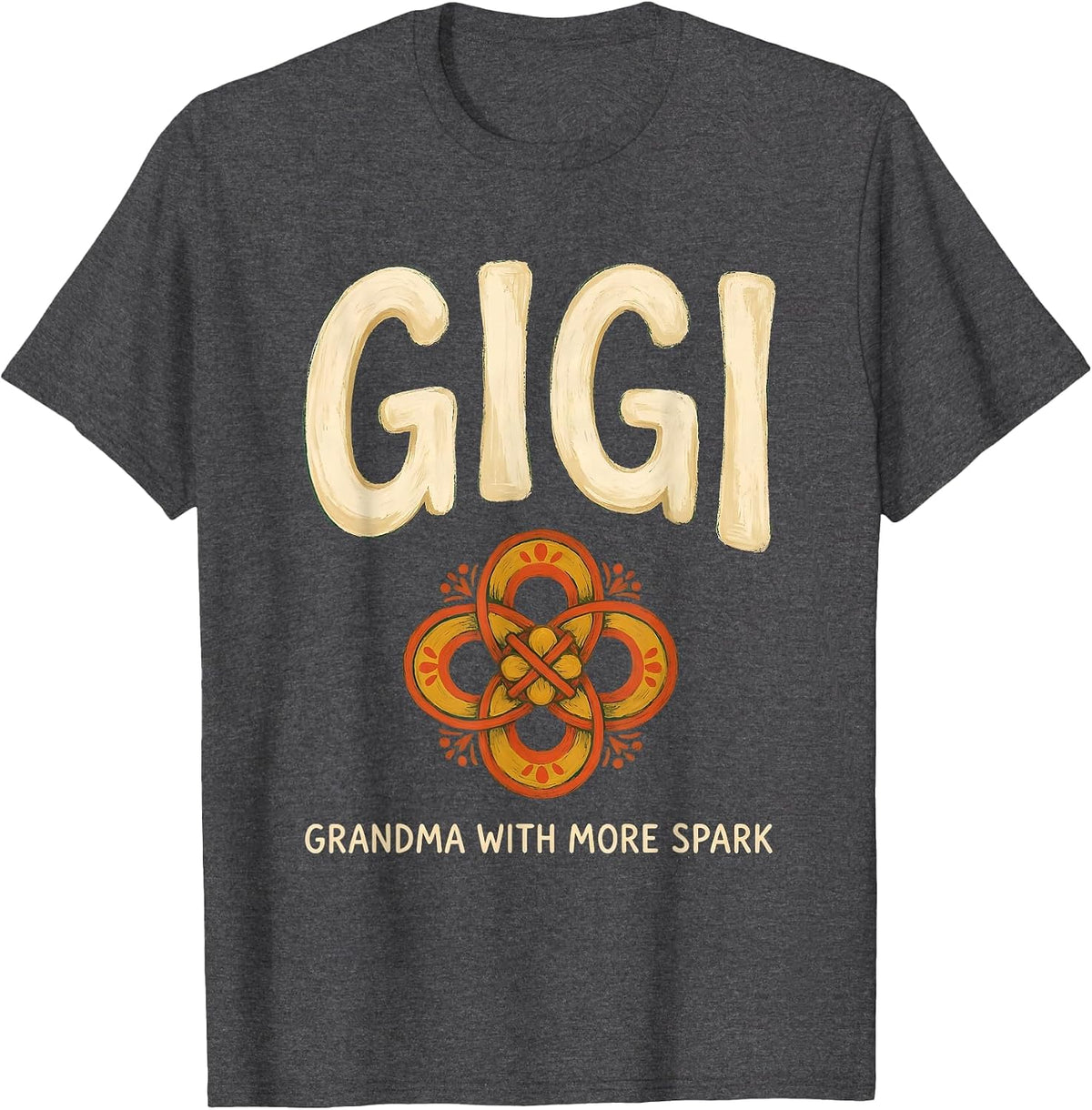 Men's Gigi Grandma With More Spark Folk Art Personal Name Gift T-Shirt - Dark Heather Grey